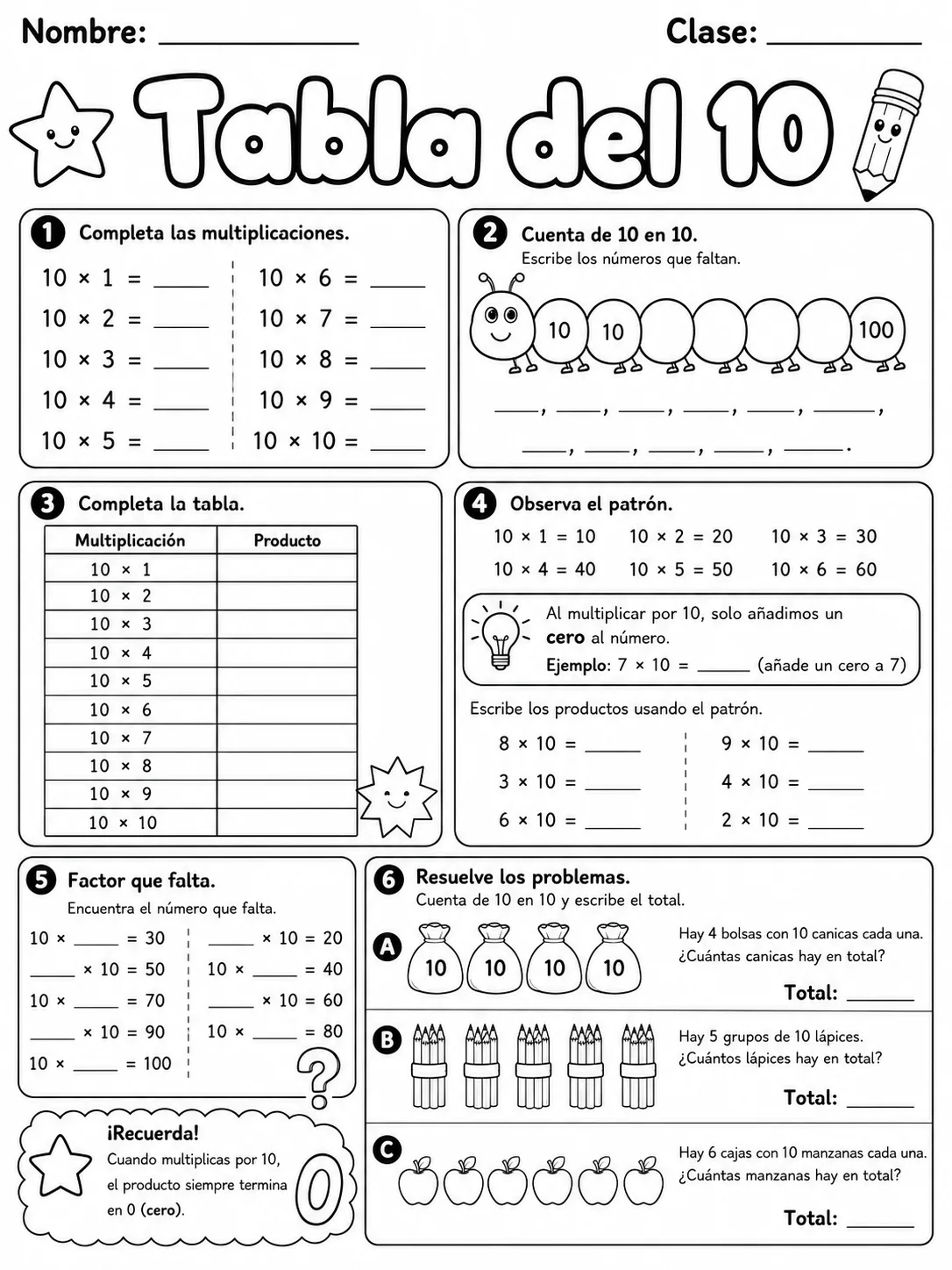 4.º grado - repaso mixto: multiplicación y división - Paquete de fichas página 4 vista previa imprimible