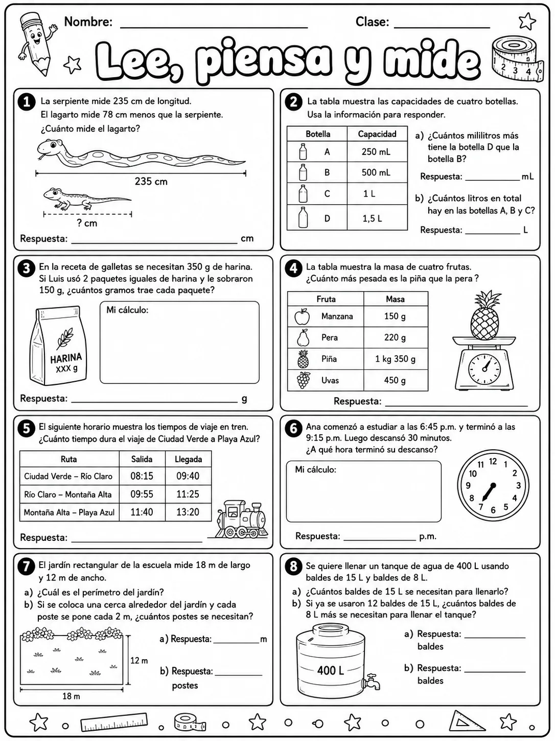 4.º grado - repaso mixto: multiplicación y división - Paquete de fichas página 9 vista previa imprimible
