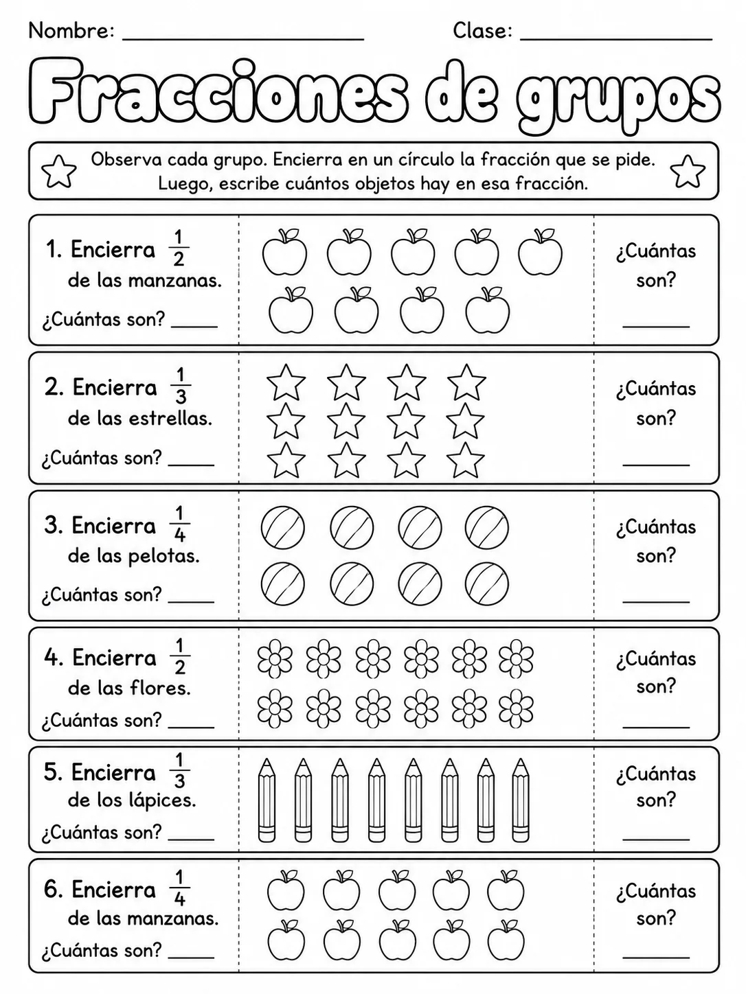 4.º grado - repaso mixto: patrones y secuencias y fracciones, mitad y dobles - Paquete de fichas página 9 vista previa imprimible