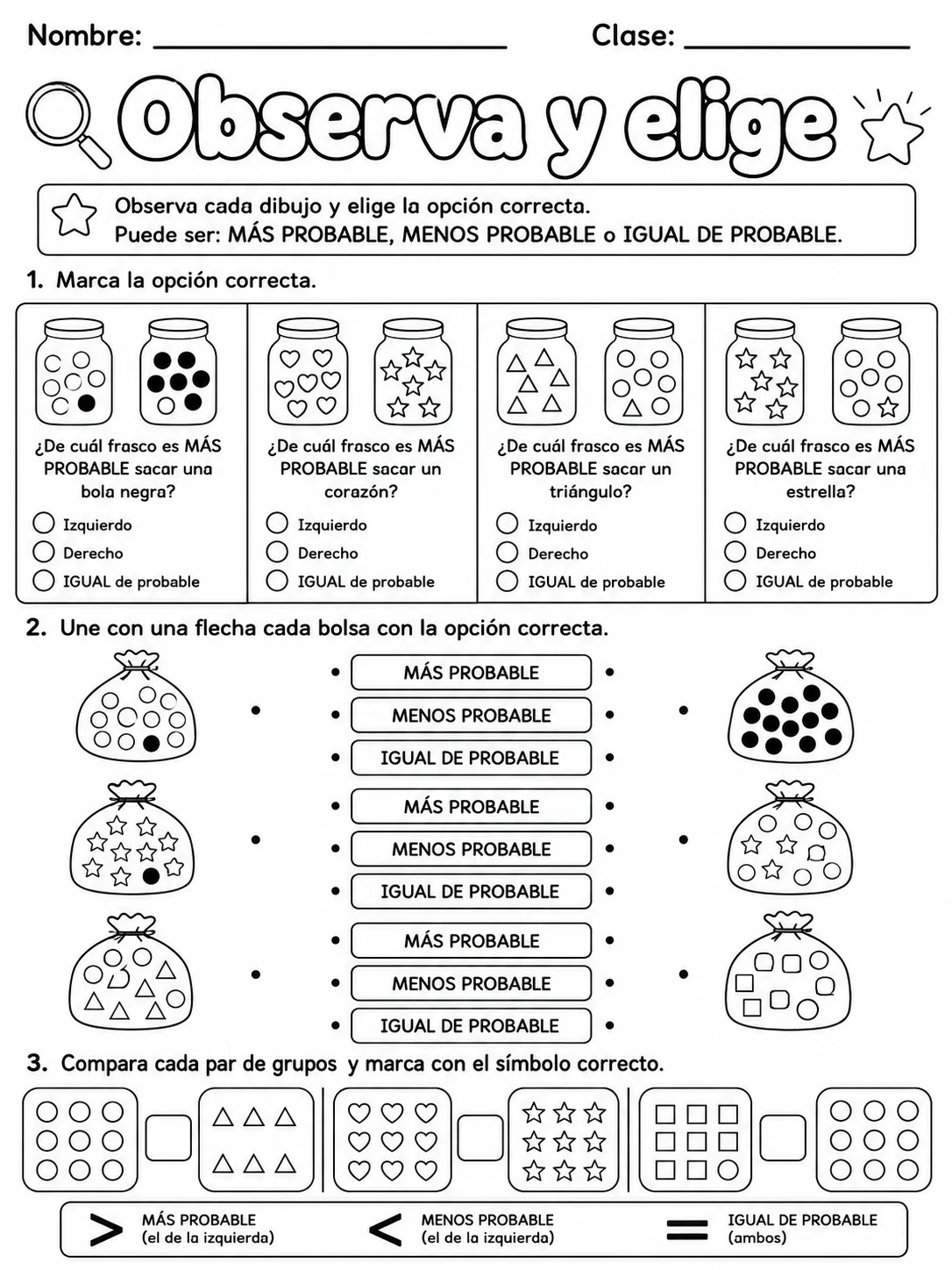 4.º grado - repaso mixto: probabilidad - Paquete de fichas página 4 vista previa imprimible