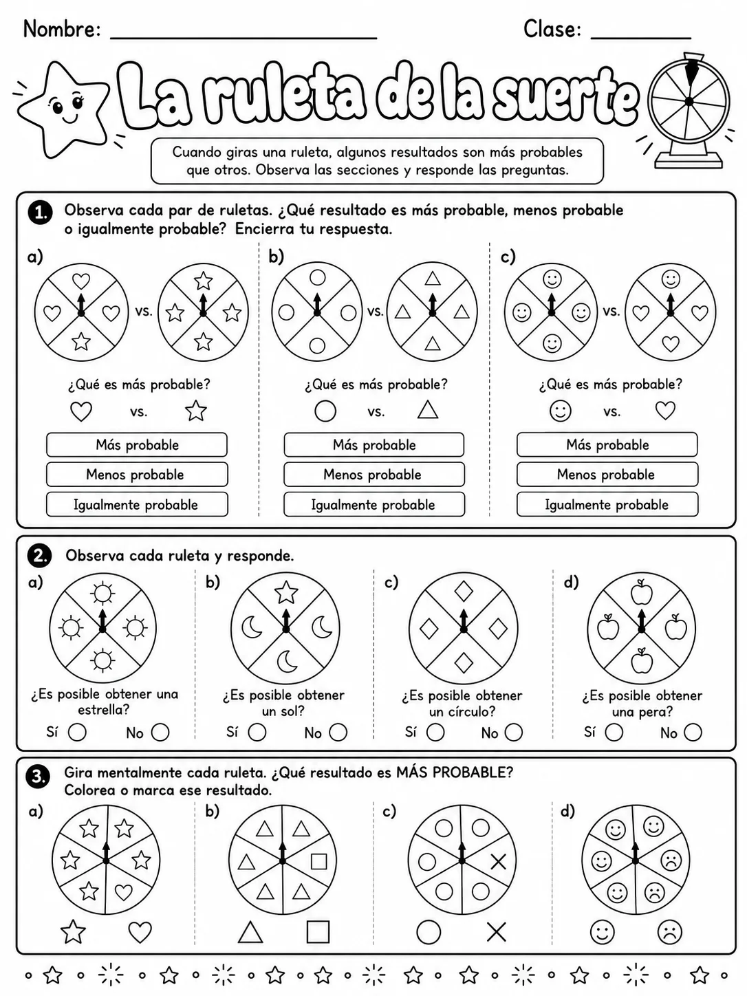 4.º grado - repaso mixto: probabilidad - Paquete de fichas página 5 vista previa imprimible
