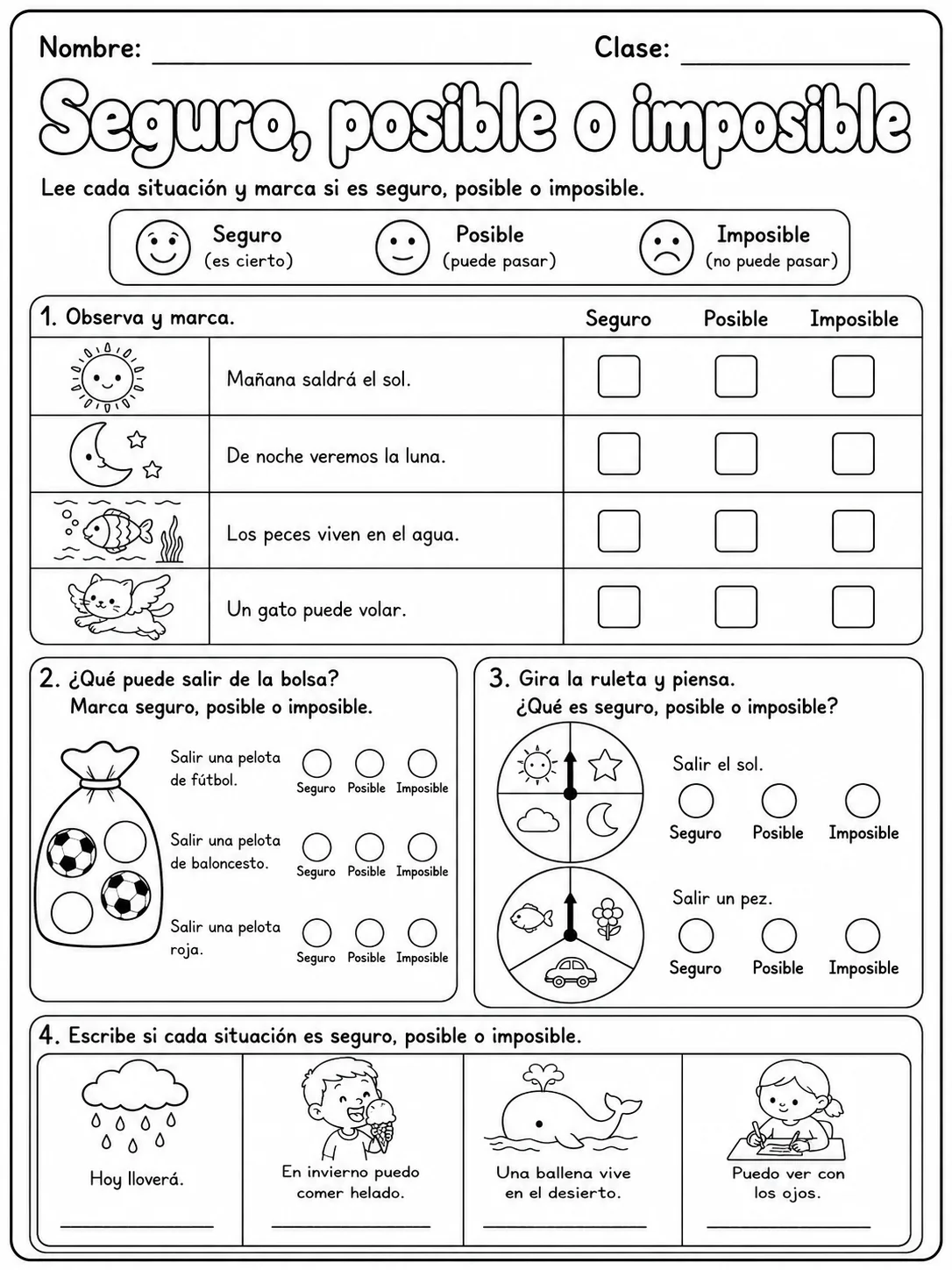 4.º grado - repaso mixto: probabilidad y datos, tablas y gráficas - Paquete de fichas vista previa imprimible de matemáticas en KiwiBee