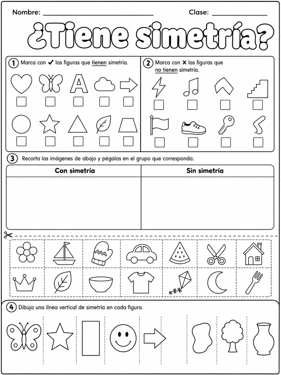 4.º grado - simetría - Paquete de fichas página 3 vista previa imprimible