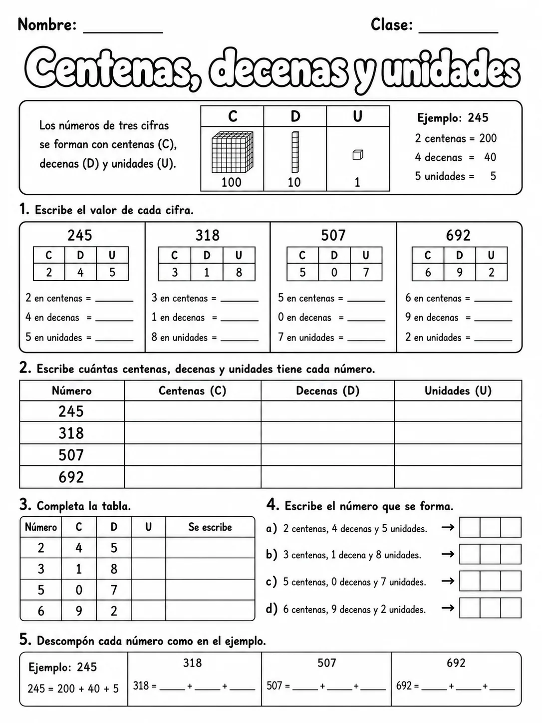 4.º grado - valor posicional - Paquete de fichas página 4 vista previa imprimible