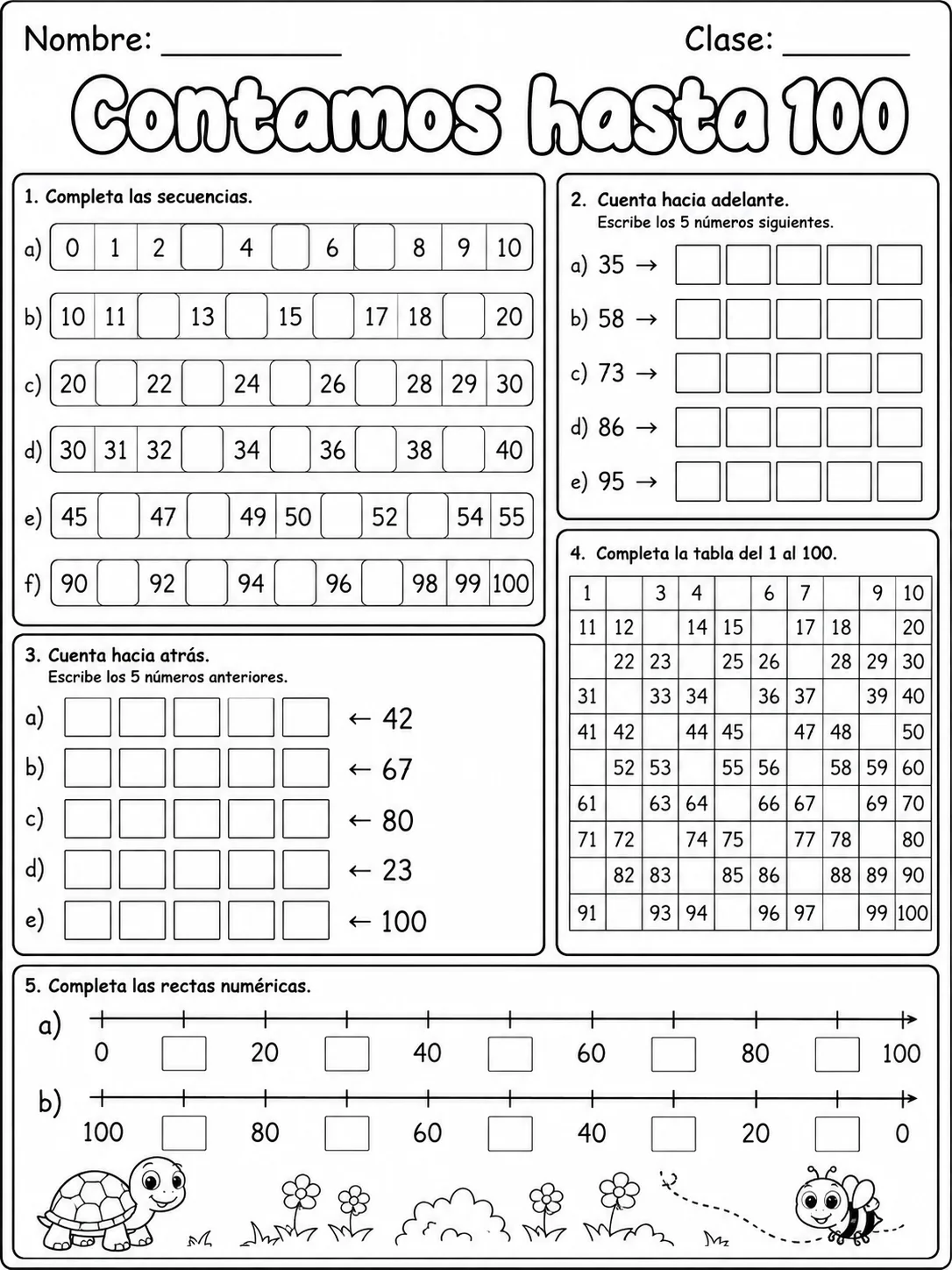 5.º grado - conteo hasta 1000 - Paquete de fichas página 3 vista previa imprimible