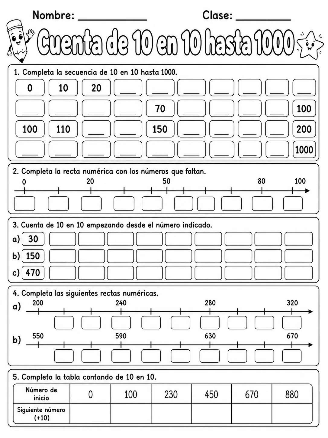 5.º grado - conteo hasta 1000 - Paquete de fichas página 6 vista previa imprimible