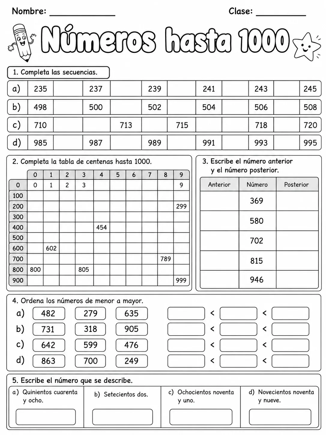 5.º grado - conteo hasta 1000 - Paquete de fichas página 8 vista previa imprimible