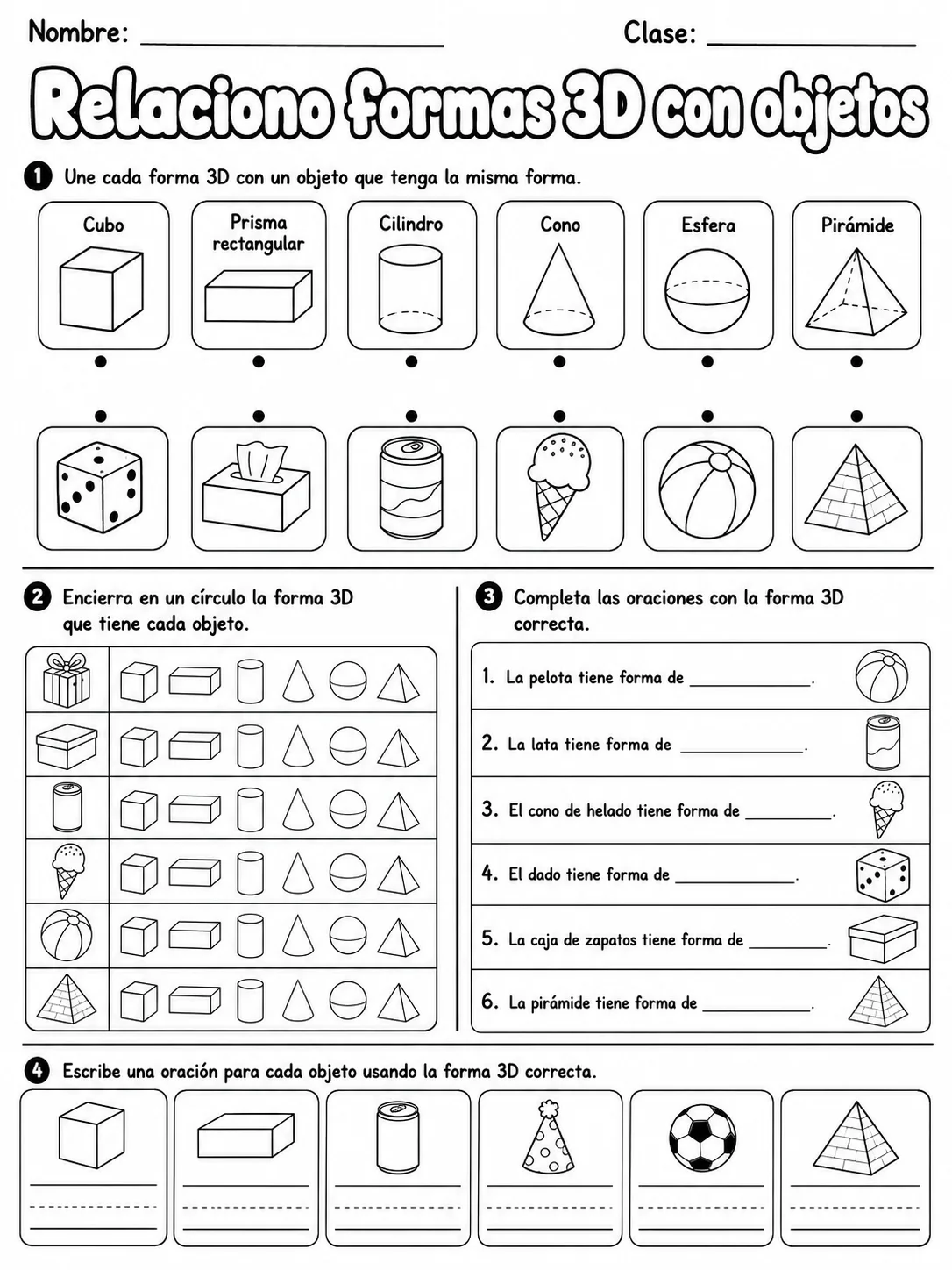 5.º grado - figuras 3D - Paquete de fichas página 4 vista previa imprimible