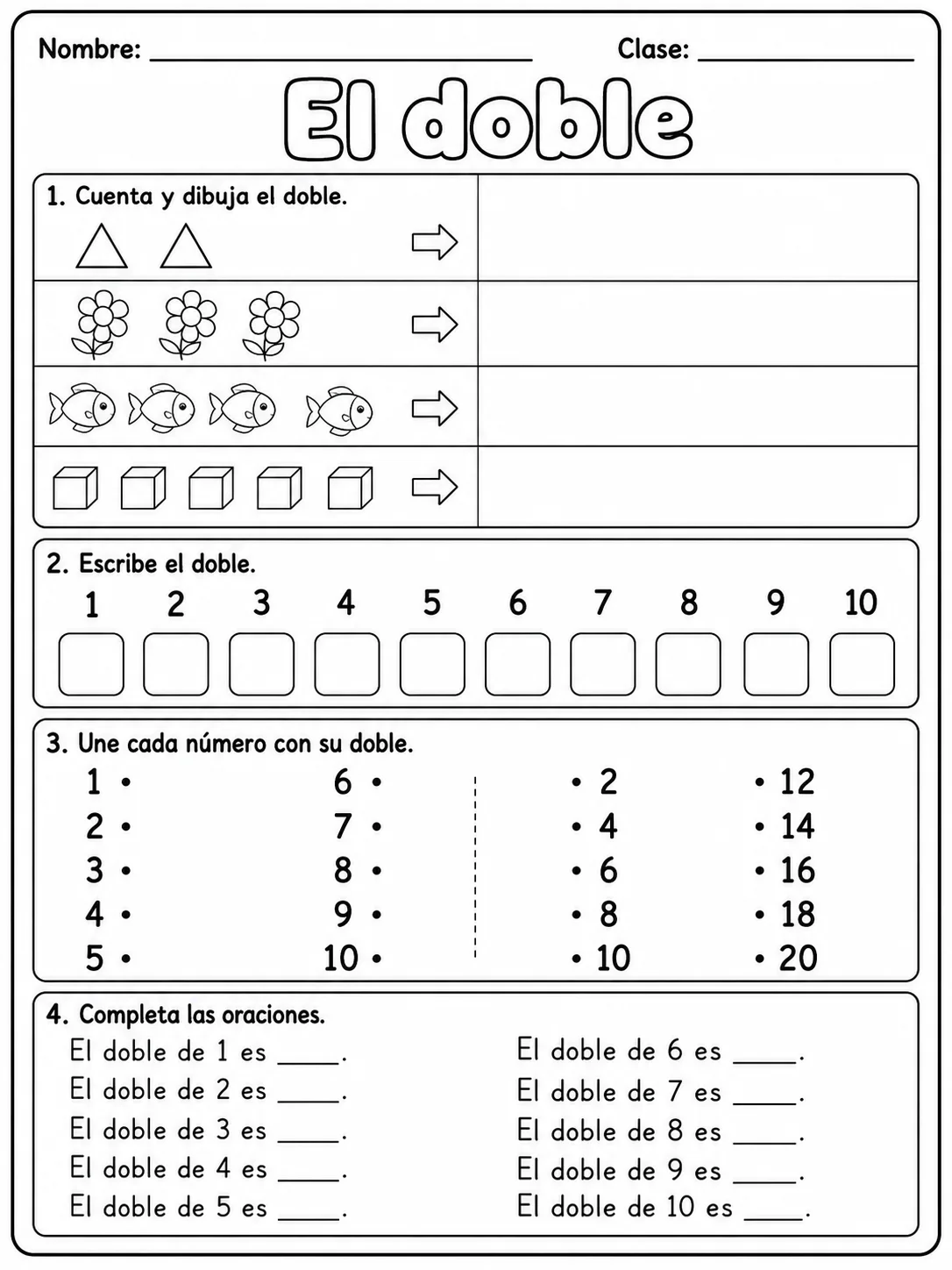 5.º grado - fracciones, mitad y dobles - Paquete de fichas página 2 vista previa imprimible