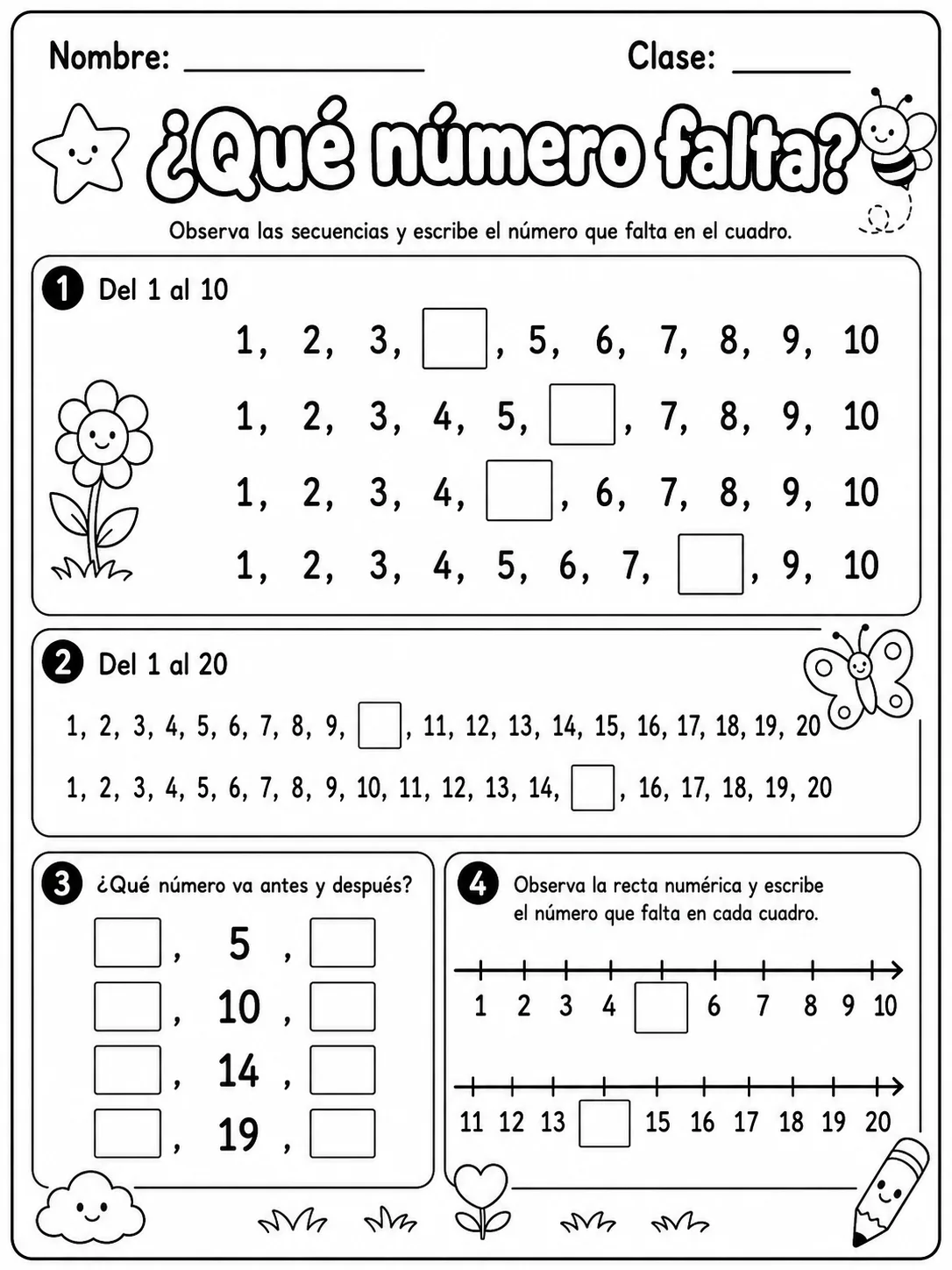 5.º grado - números y conteo - Paquete de fichas
