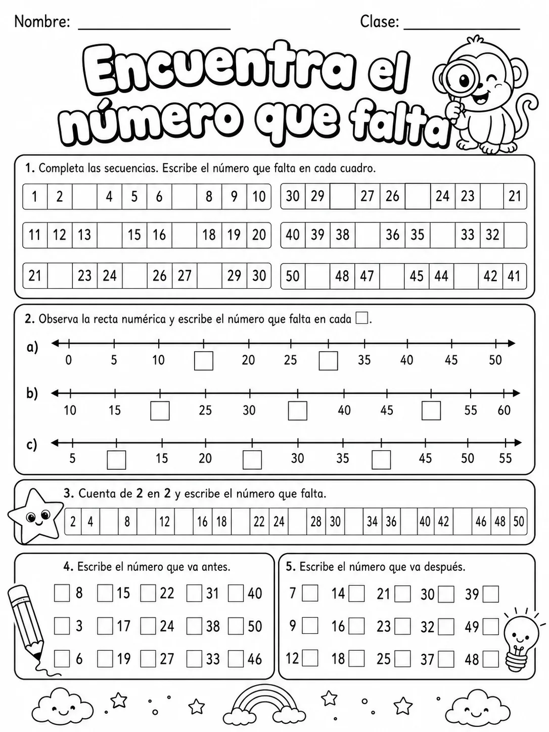 5.º grado - números y conteo - Paquete de fichas página 3 vista previa imprimible
