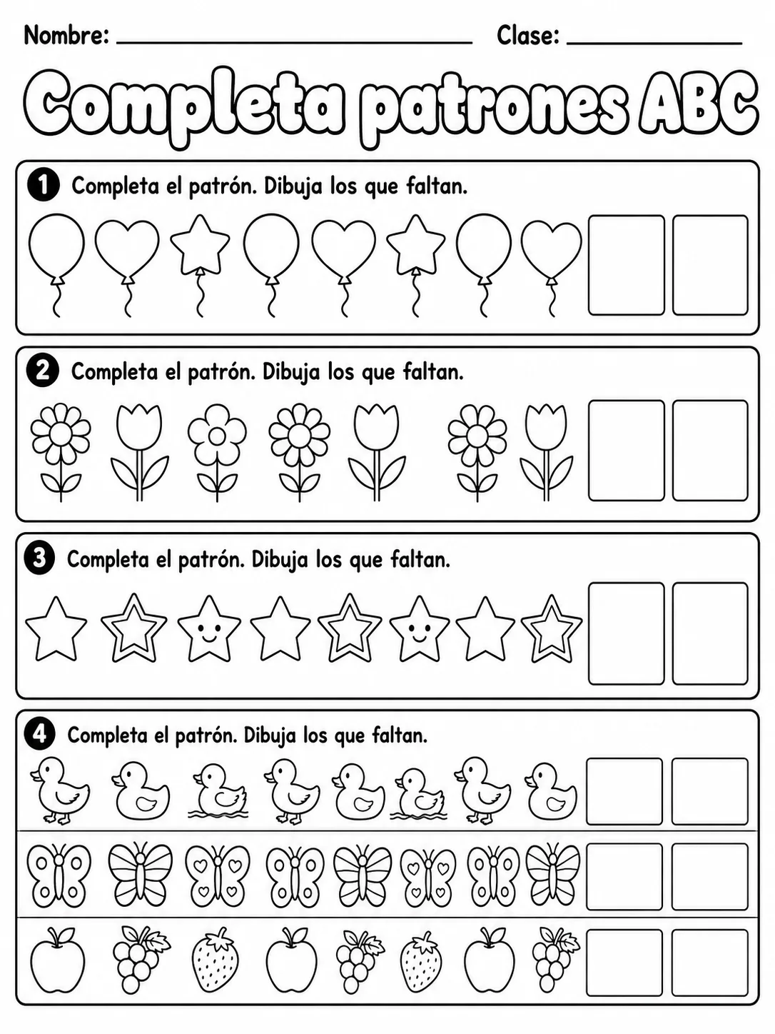 5.º grado - patrones ABC - Paquete de fichas - Conjunto 2 página 3 vista previa imprimible