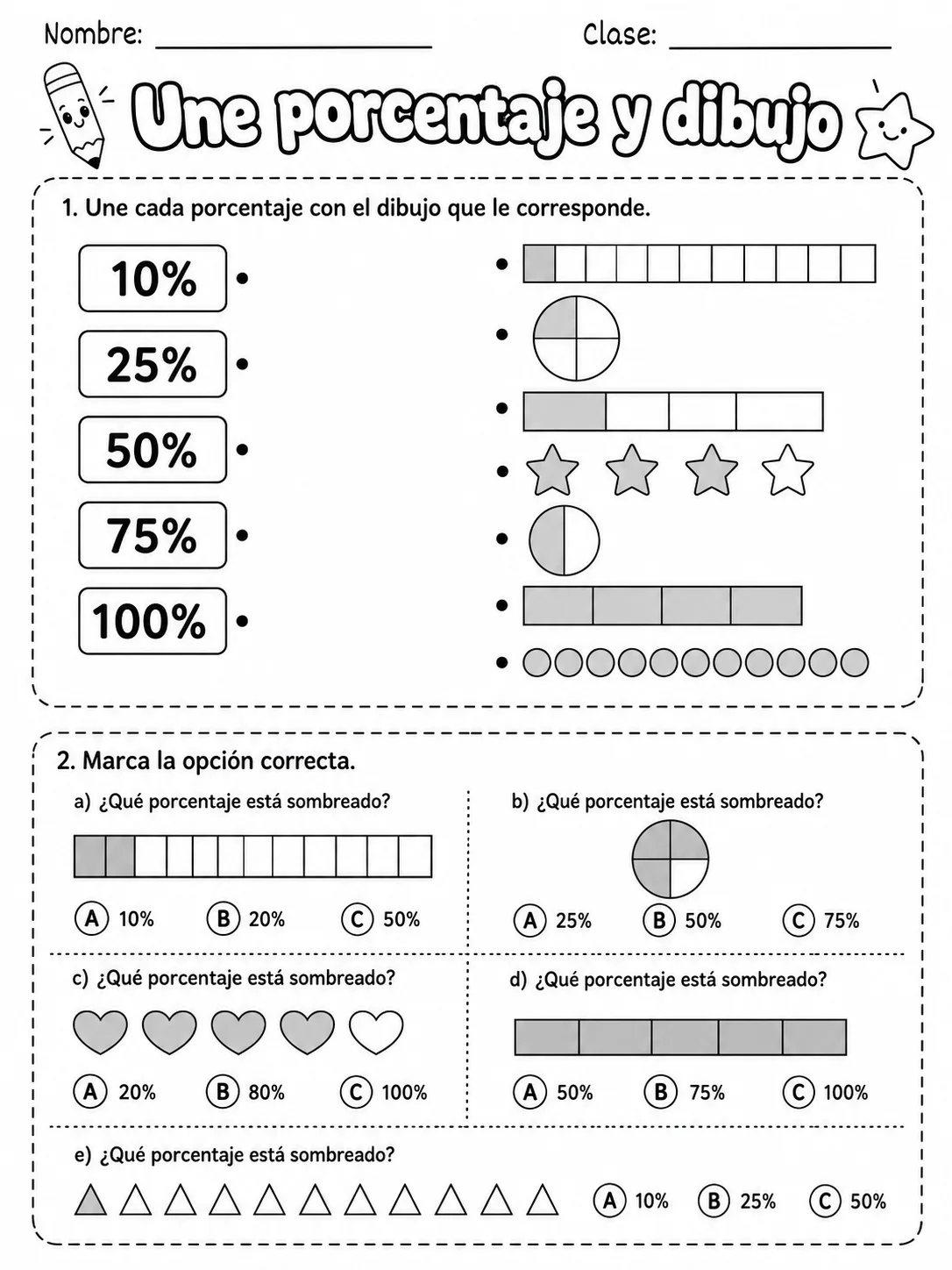 5.º grado - porcentajes - Paquete de fichas página 3 vista previa imprimible
