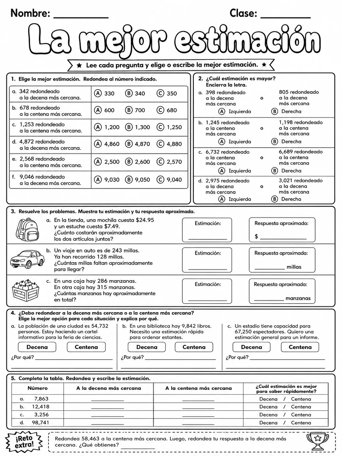 5.º grado - repaso de matemáticas - Paquete de fichas - Conjunto 2 página 8 vista previa imprimible