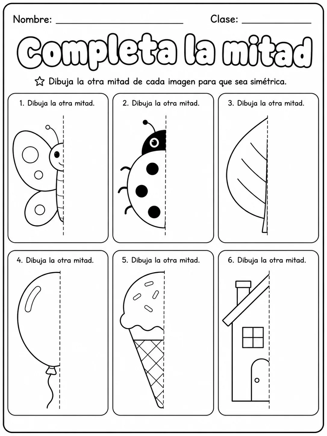 5.º grado - repaso mixto: simetría - Paquete de fichas página 2 vista previa imprimible