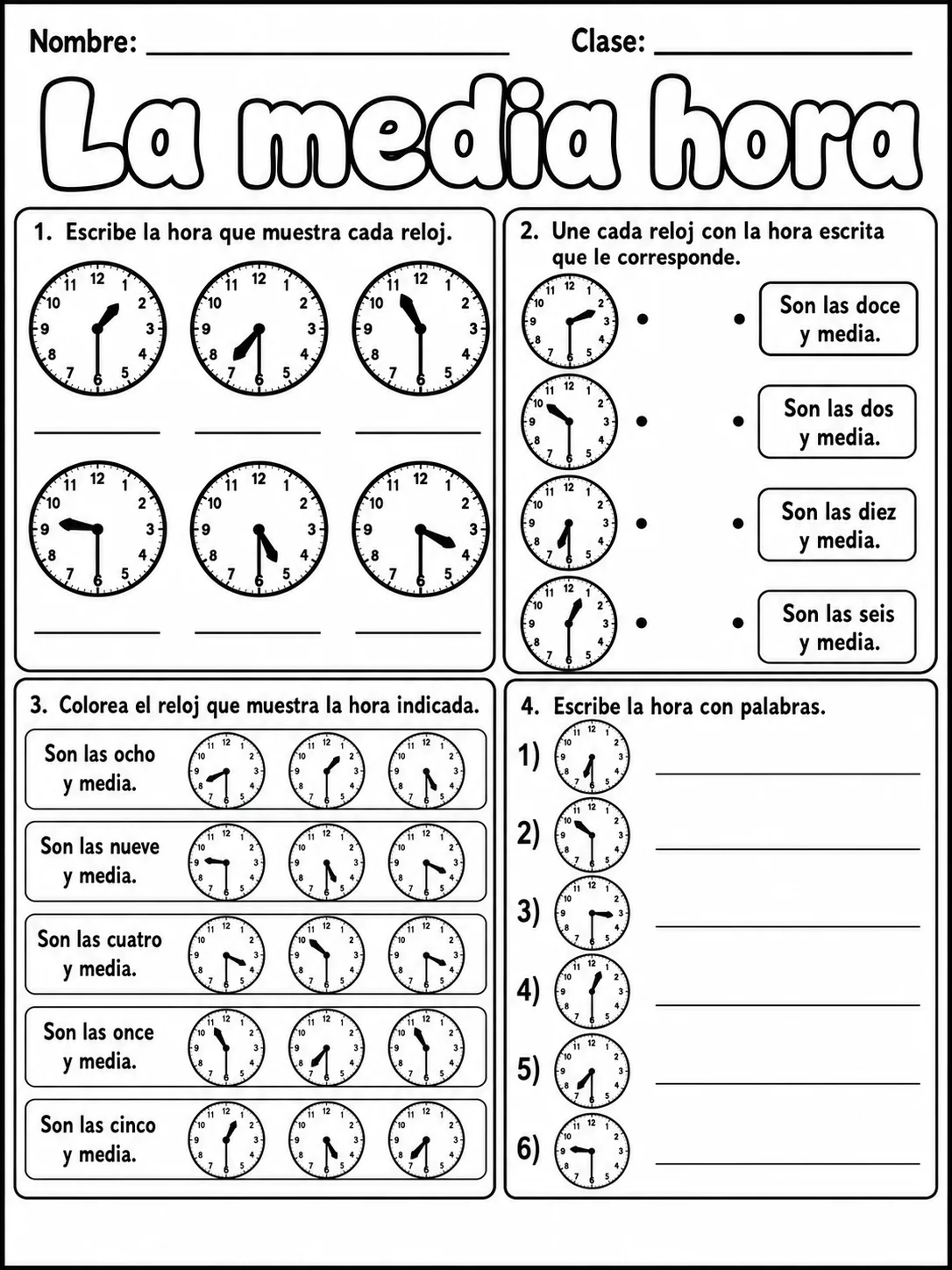 5.º grado - repaso mixto: tiempo y calendario - Paquete de fichas página 2 vista previa imprimible