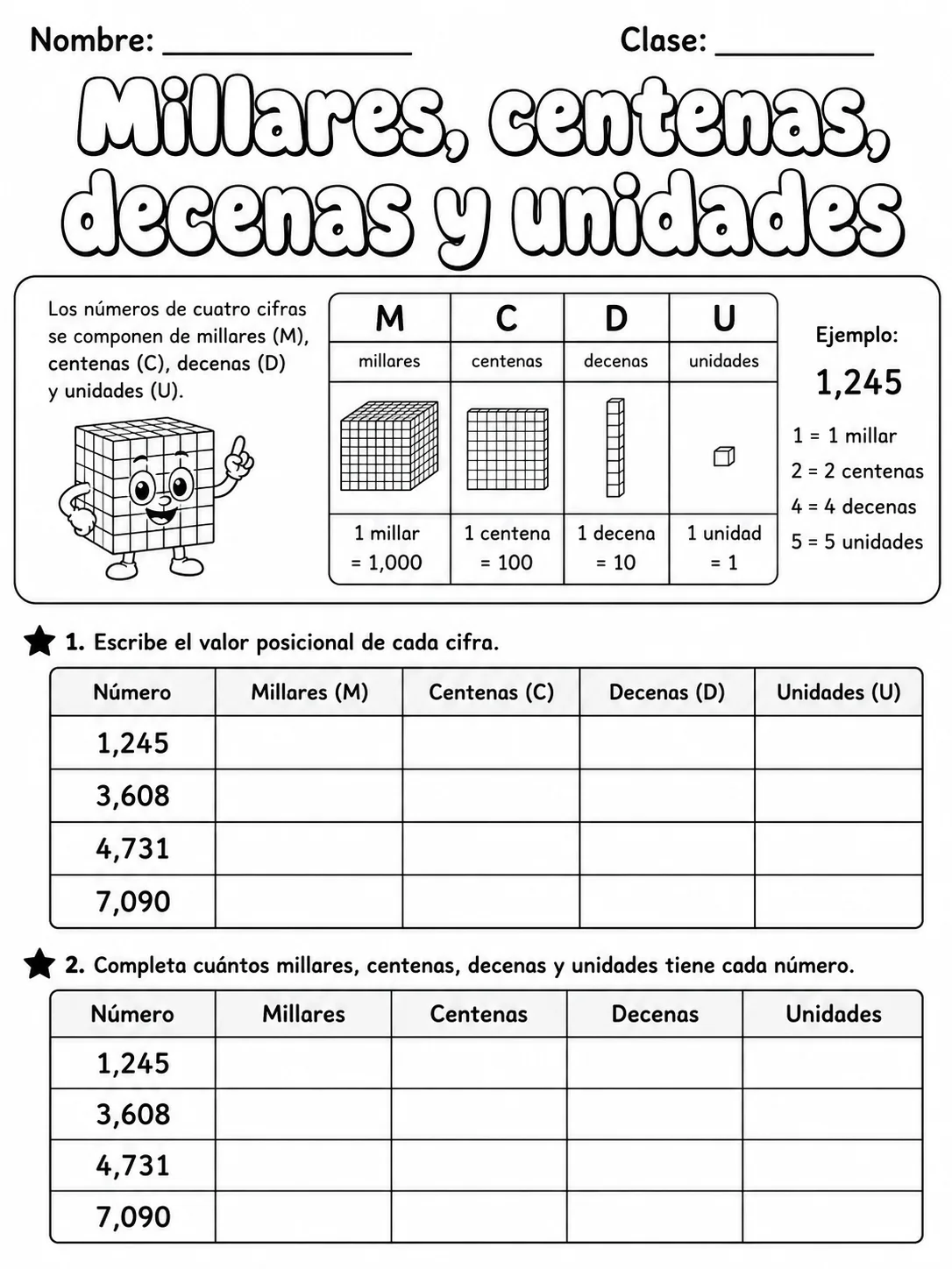 5.º grado - valor posicional - Paquete de fichas página 7 vista previa imprimible