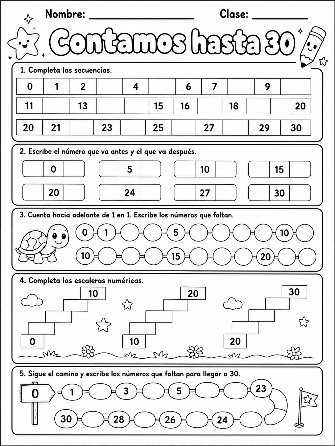 Kindergarten - conteo hasta 1000 - Paquete de fichas página 3 vista previa imprimible
