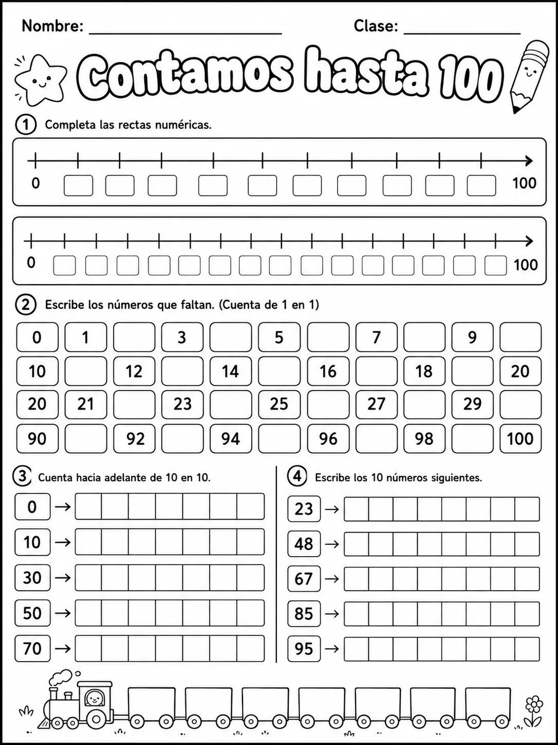 Kindergarten - conteo hasta 1000 - Paquete de fichas página 5 vista previa imprimible