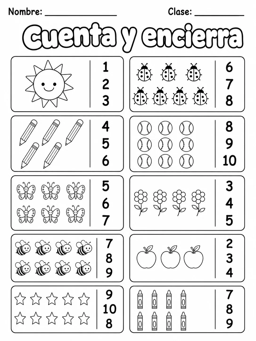 Kindergarten - números, conteo y orden - Paquete de fichas - Conjunto 3 página 4 vista previa imprimible