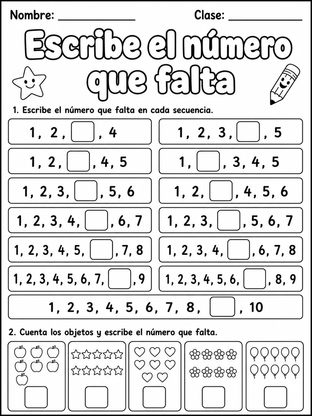 Kindergarten - números, conteo y orden - Paquete de fichas - Conjunto 3 página 5 vista previa imprimible