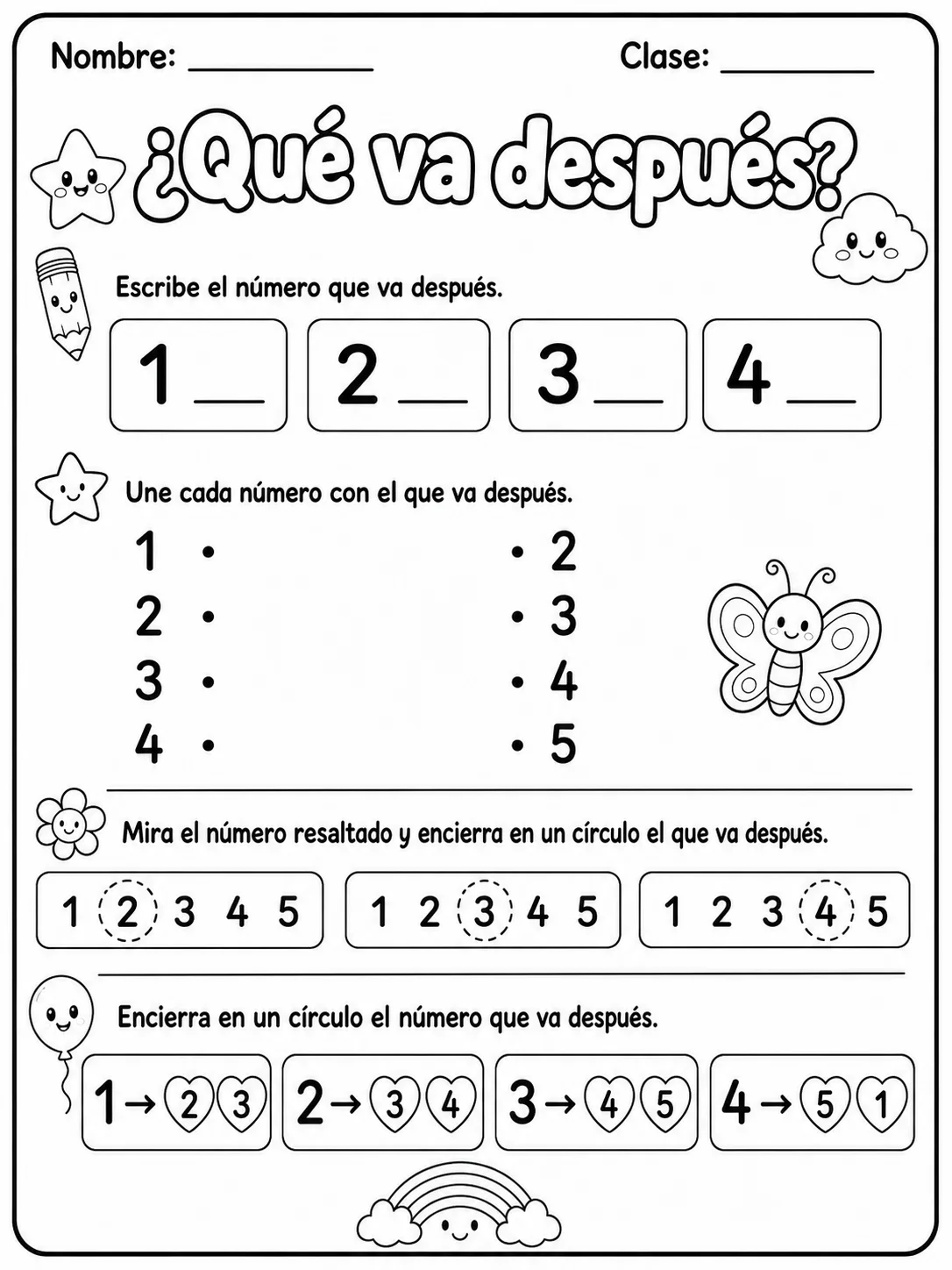 Kindergarten - números, conteo y orden - Paquete de fichas página 2 vista previa imprimible
