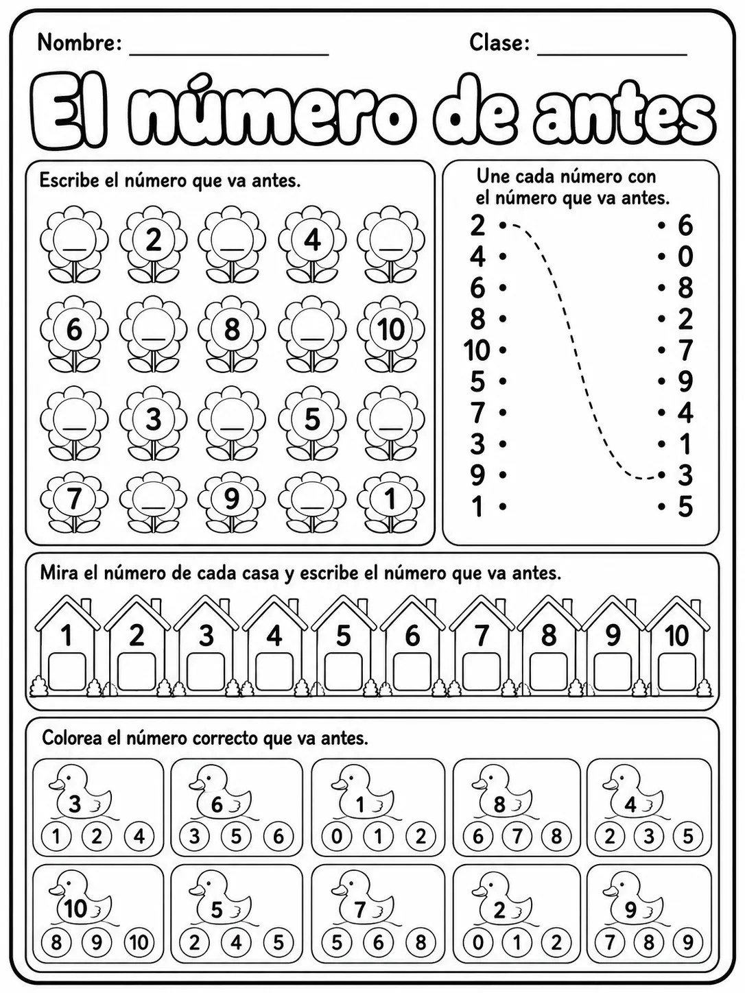 Kindergarten - números, conteo y orden - Paquete de fichas página 4 vista previa imprimible