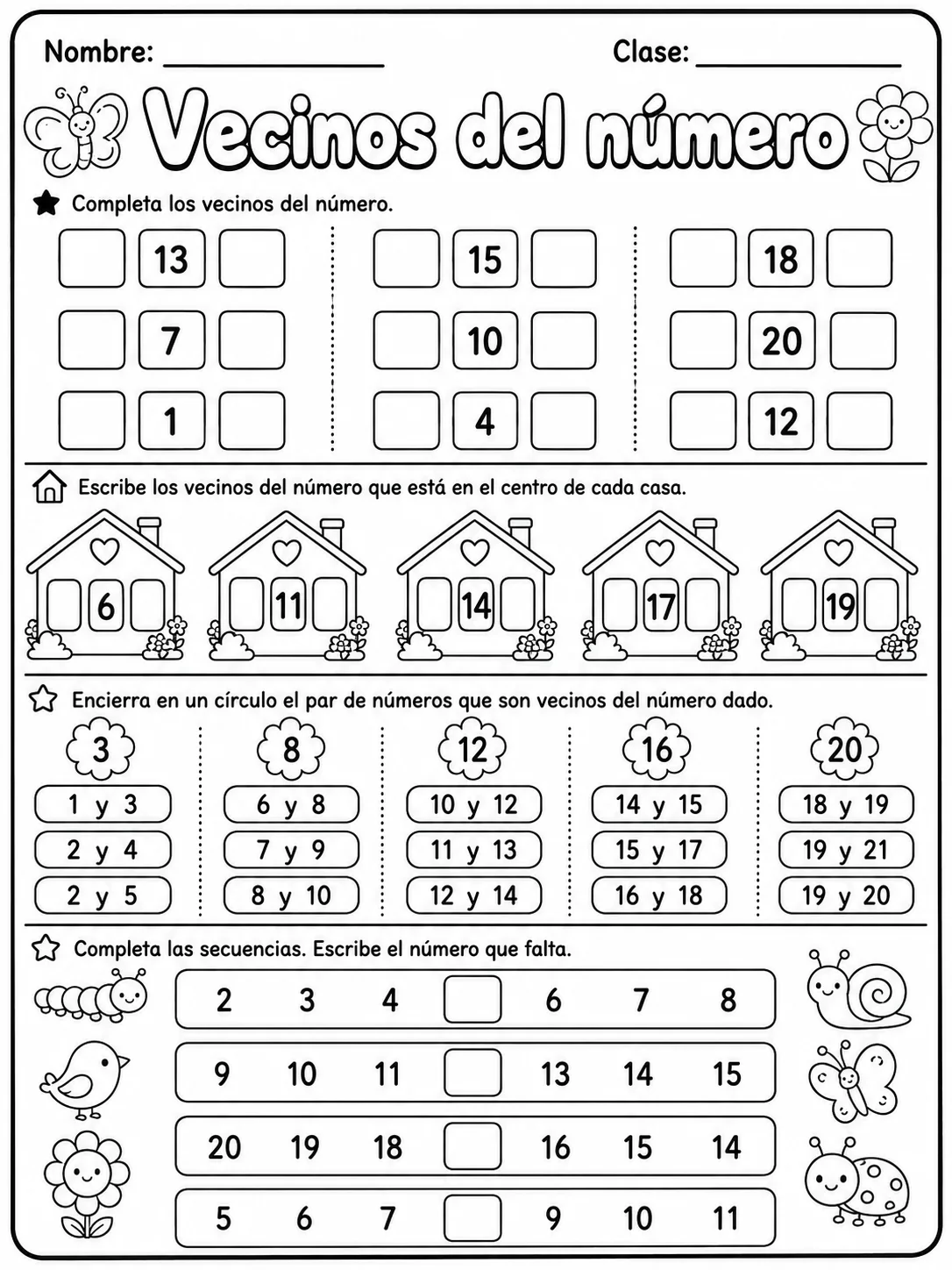 Kindergarten - números, conteo y orden - Paquete de fichas página 8 vista previa imprimible