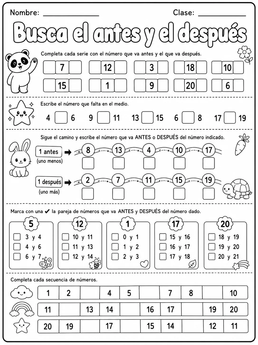 Kindergarten - números, conteo y orden - Paquete de fichas página 9 vista previa imprimible