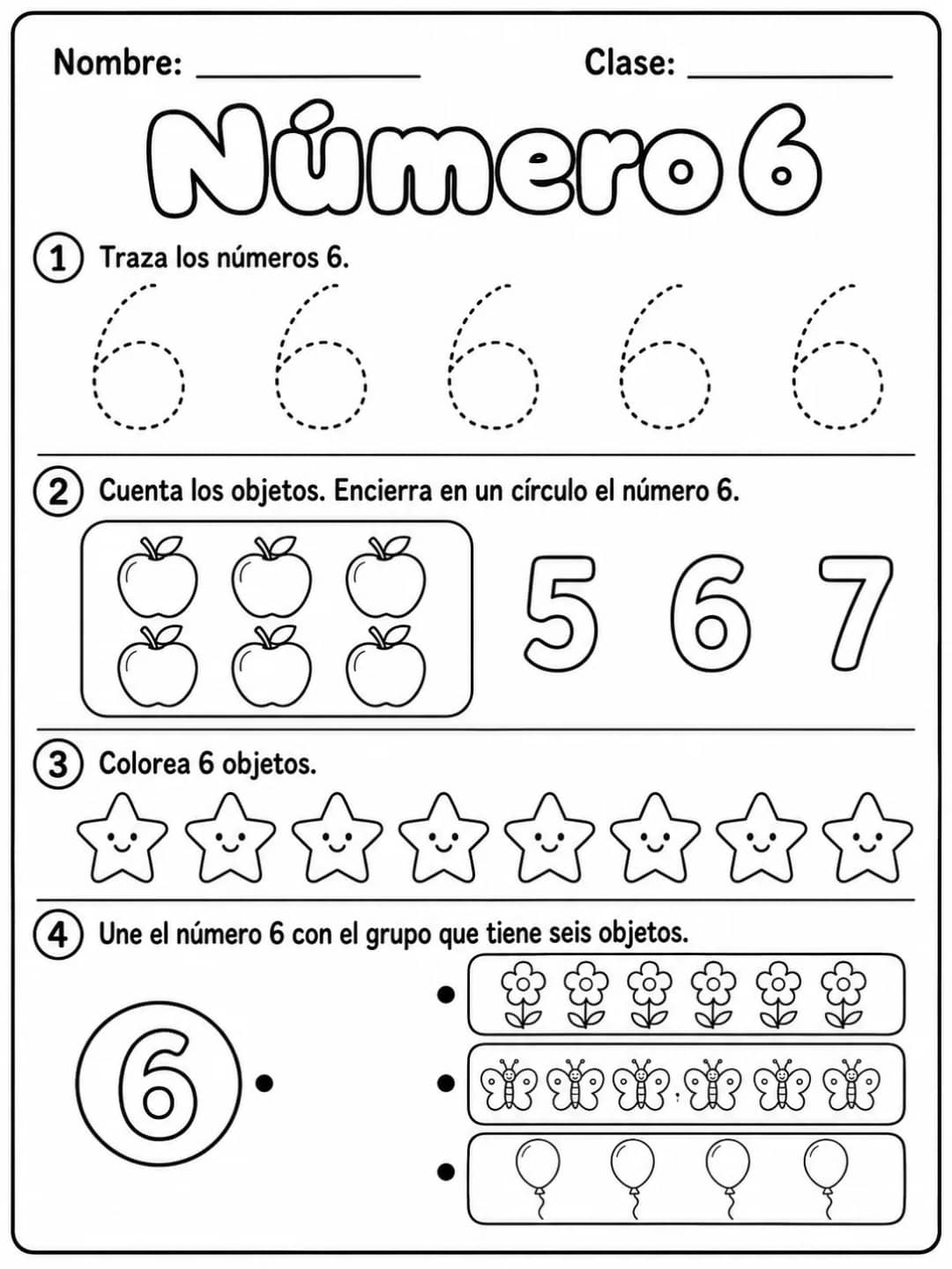 Kindergarten - números del 6 al 10 - Paquete de fichas vista previa imprimible de matemáticas en KiwiBee
