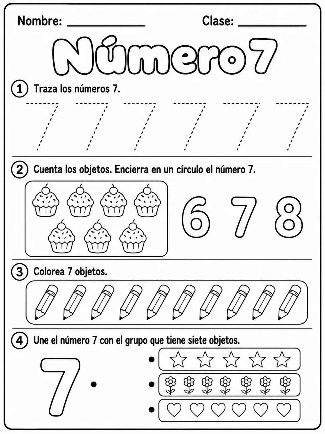 Kindergarten - números del 6 al 10 - Paquete de fichas página 2 vista previa imprimible