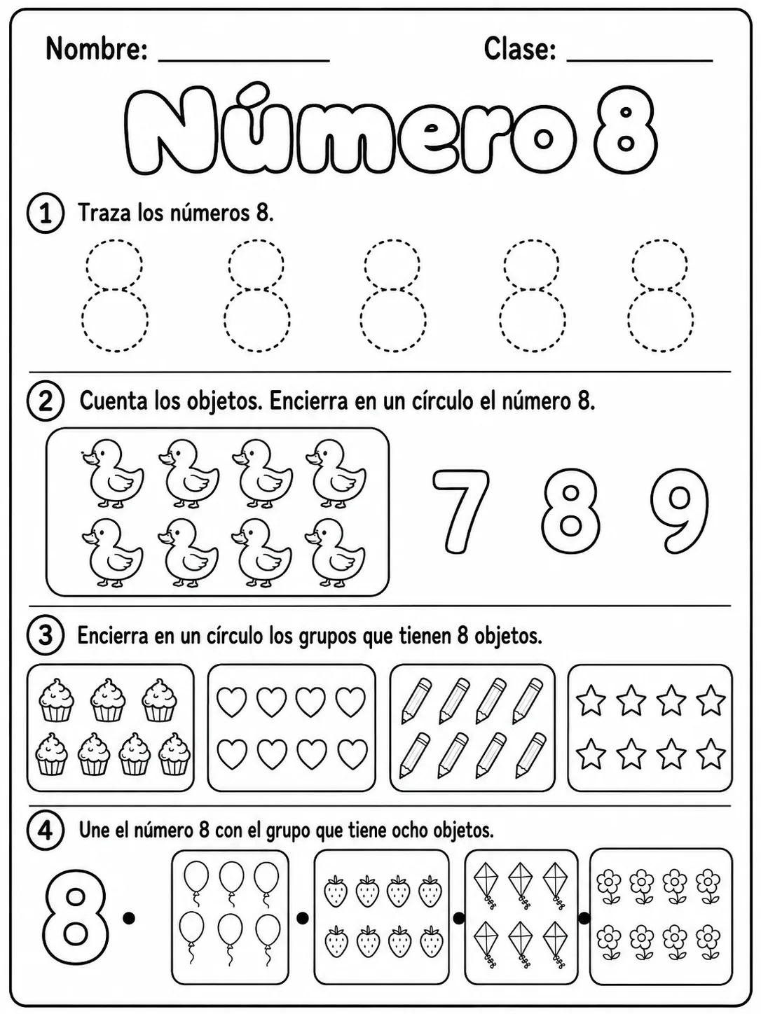 Kindergarten - números del 6 al 10 - Paquete de fichas página 3 vista previa imprimible