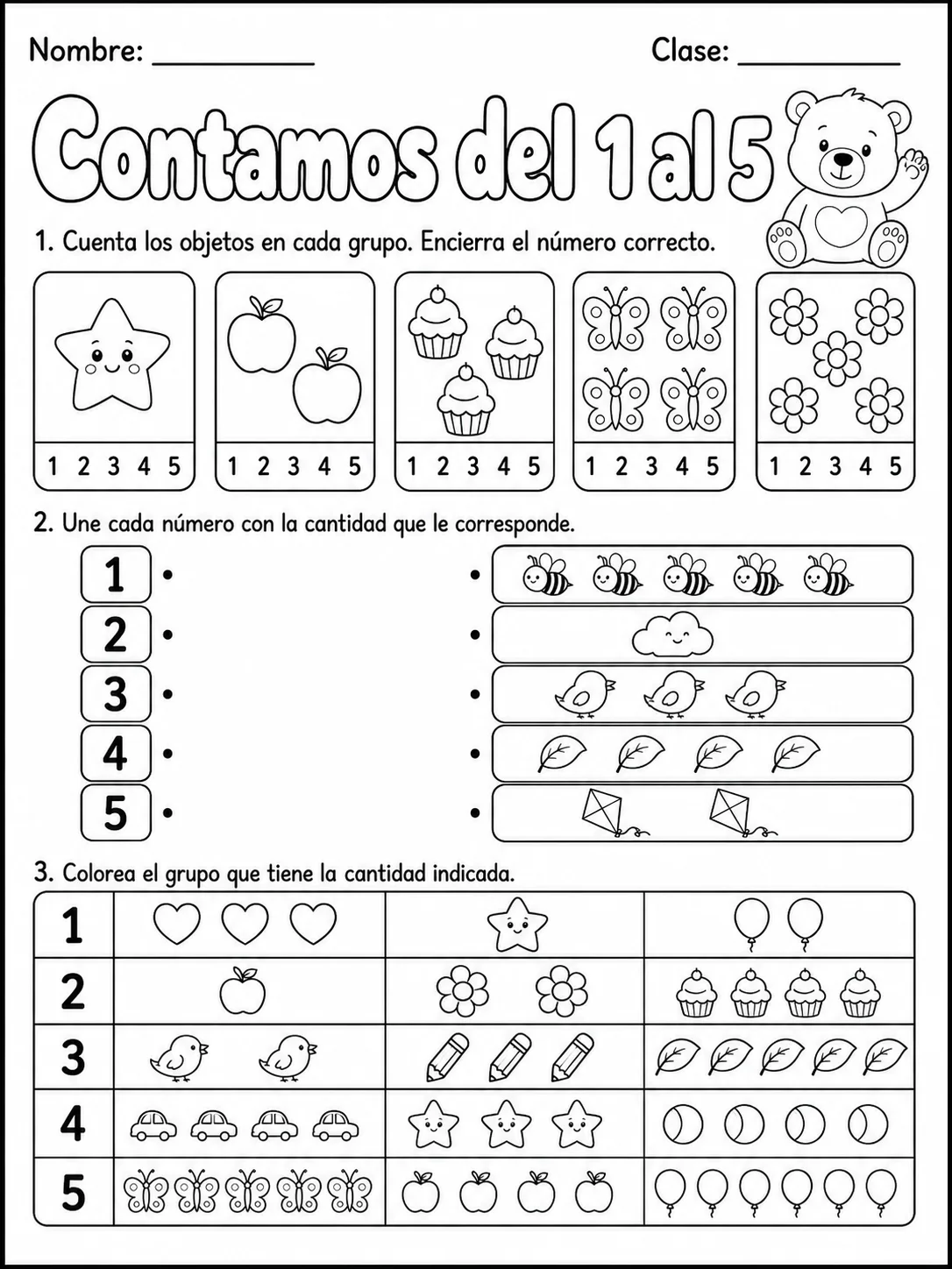 Kindergarten - números y conteo - Paquete de fichas - Conjunto 2 página 9 vista previa imprimible