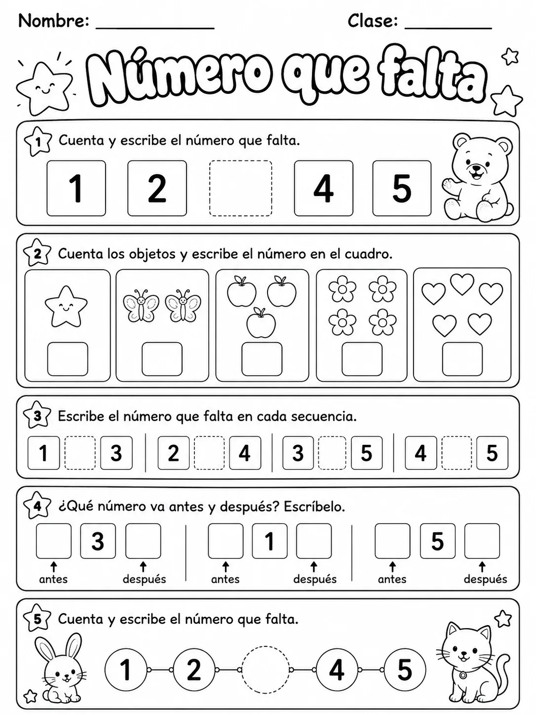 Kindergarten - números y conteo - Paquete de fichas - Conjunto 3 vista previa imprimible de matemáticas en KiwiBee