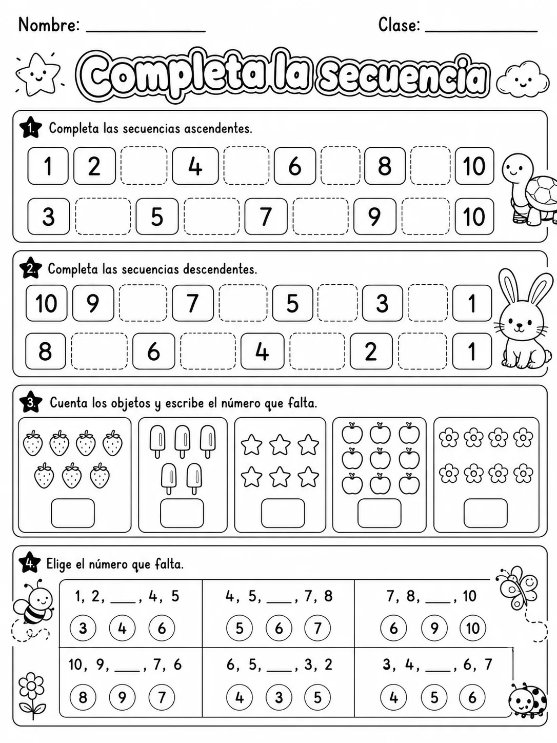 Kindergarten - números y conteo - Paquete de fichas - Conjunto 3 página 5 vista previa imprimible