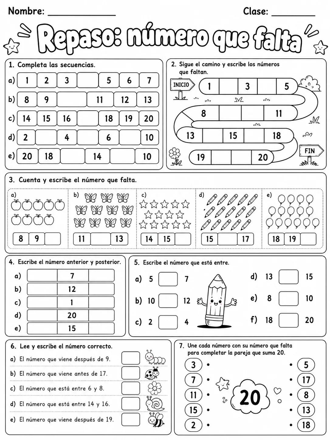 Kindergarten - números y conteo - Paquete de fichas - Conjunto 3 página 10 vista previa imprimible