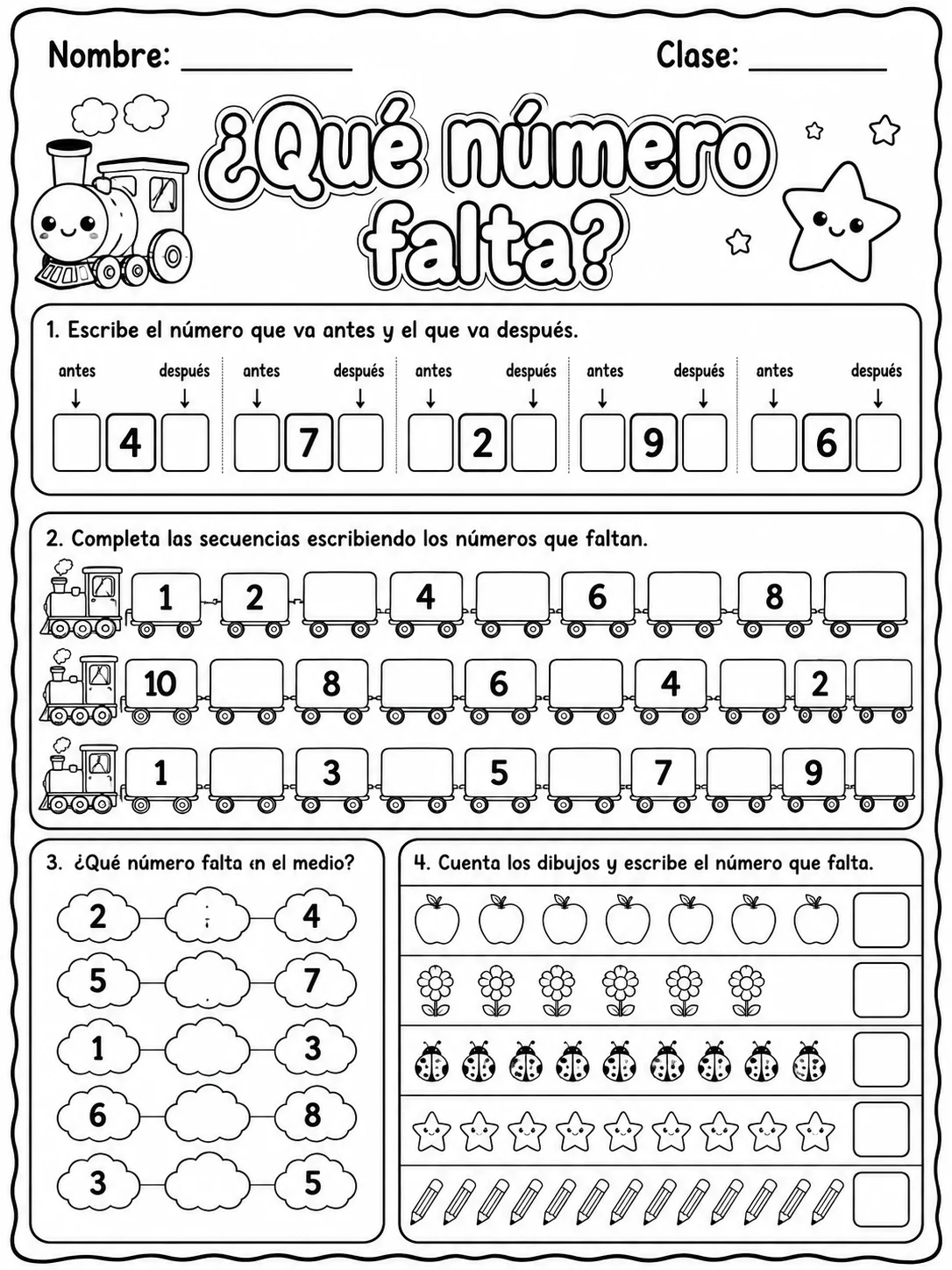 Kindergarten - números y conteo - Paquete de fichas página 3 vista previa imprimible