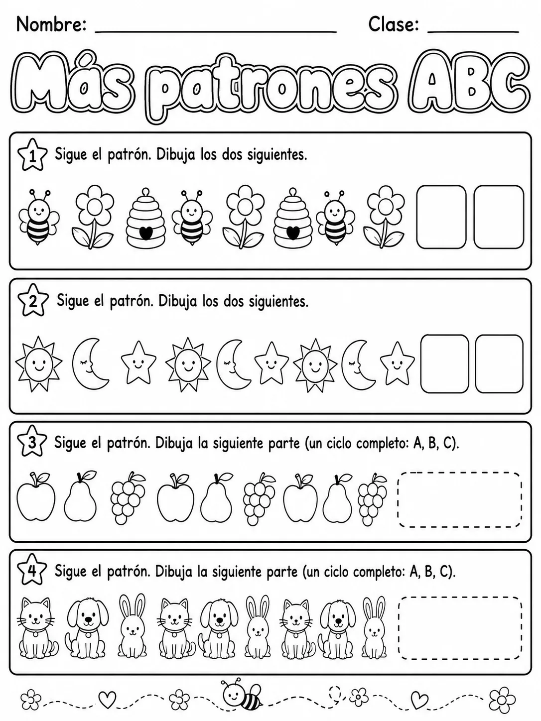 Kindergarten - patrones ABC - Paquete de fichas página 7 vista previa imprimible