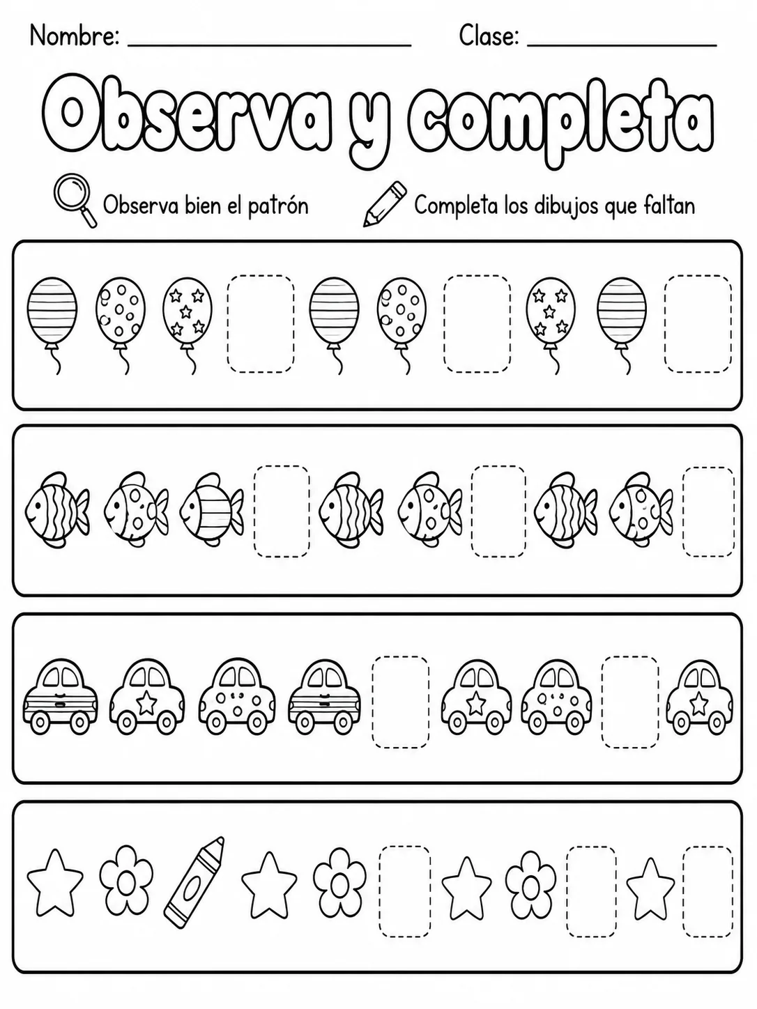 Kindergarten - patrones ABC - Paquete de fichas página 8 vista previa imprimible