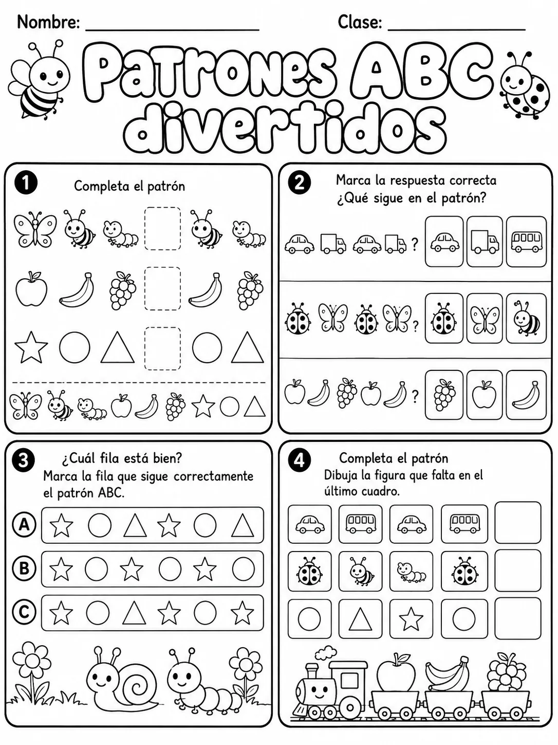 Kindergarten - patrones ABC - Paquete de fichas página 9 vista previa imprimible