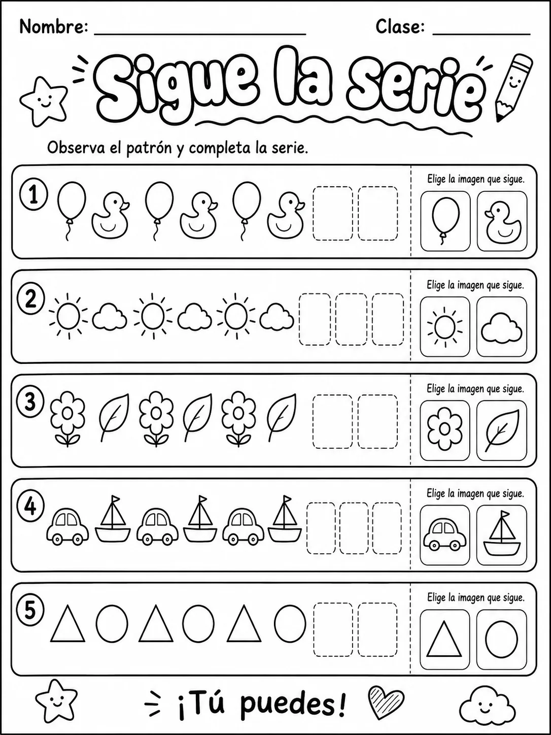 Kindergarten - patrones y secuencias - Paquete de fichas - Conjunto 2 página 2 vista previa imprimible