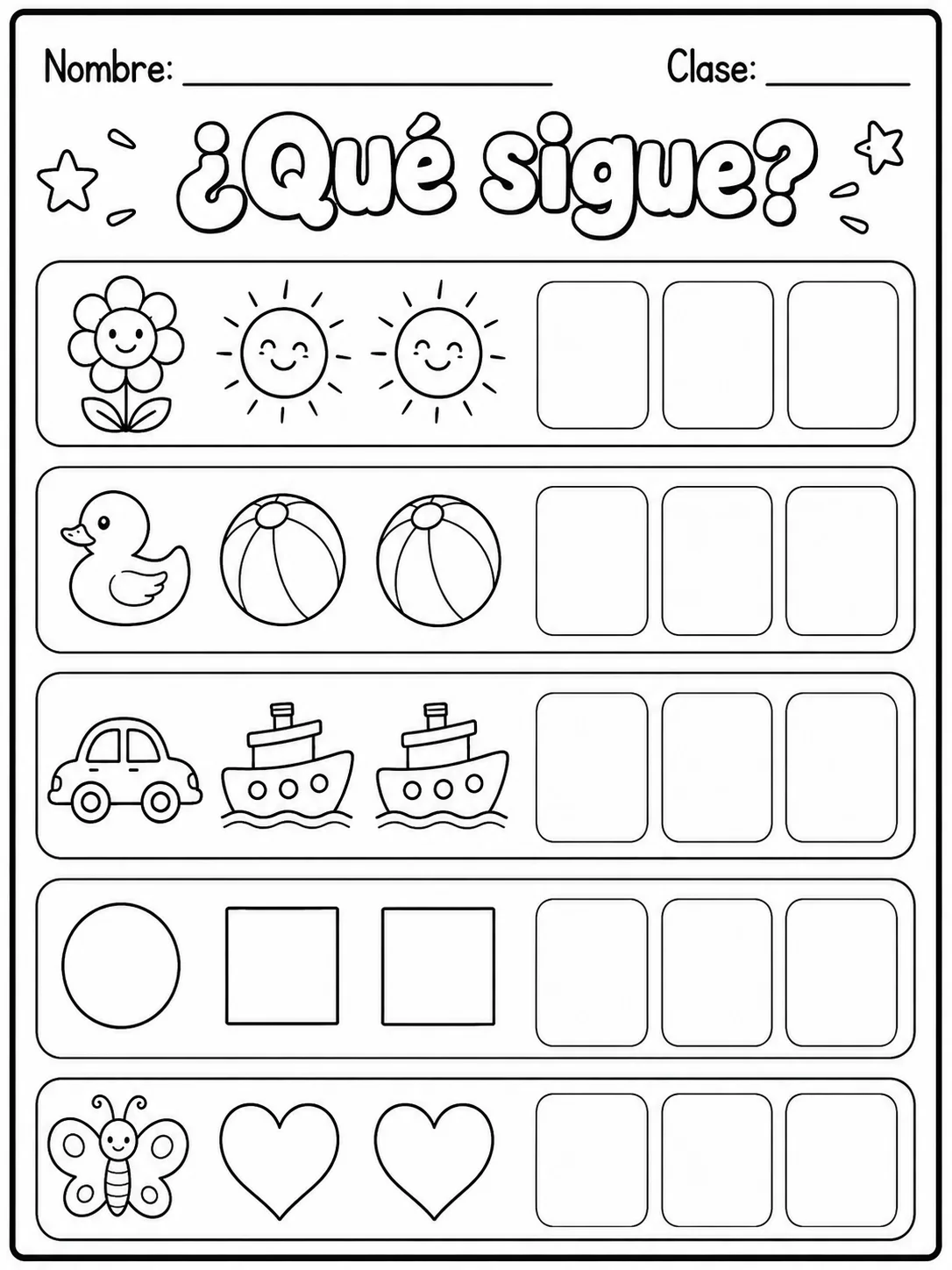 Kindergarten - patrones y secuencias - Paquete de fichas - Conjunto 2 página 4 vista previa imprimible