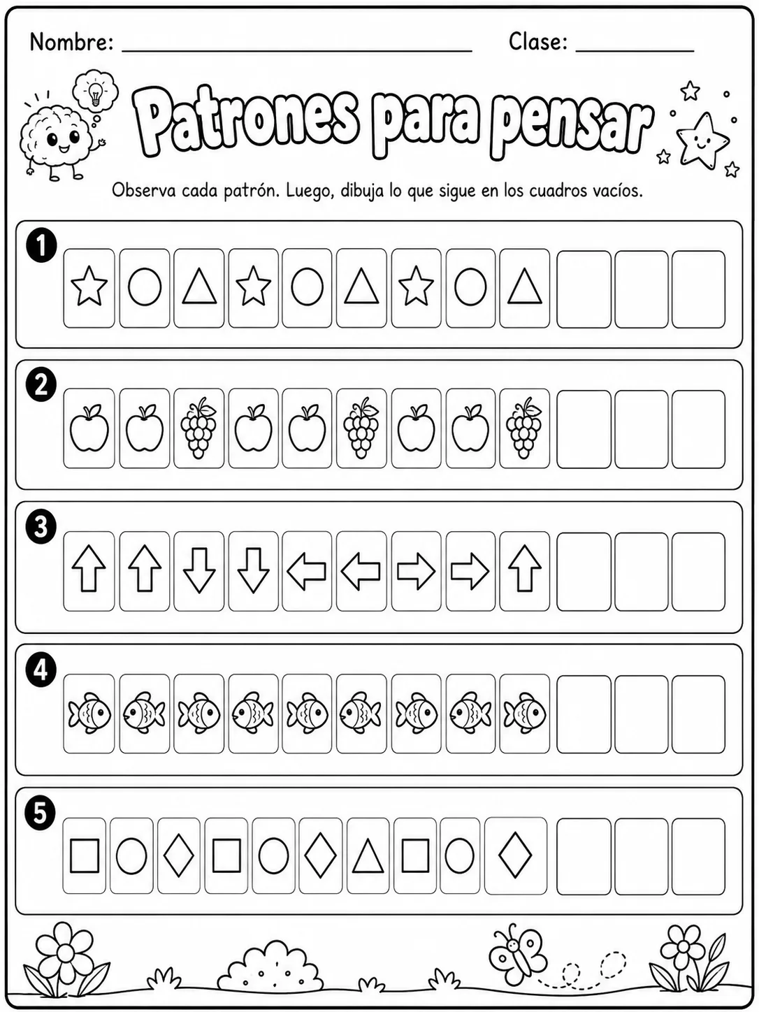 Kindergarten - patrones y secuencias - Paquete de fichas - Conjunto 2 página 9 vista previa imprimible