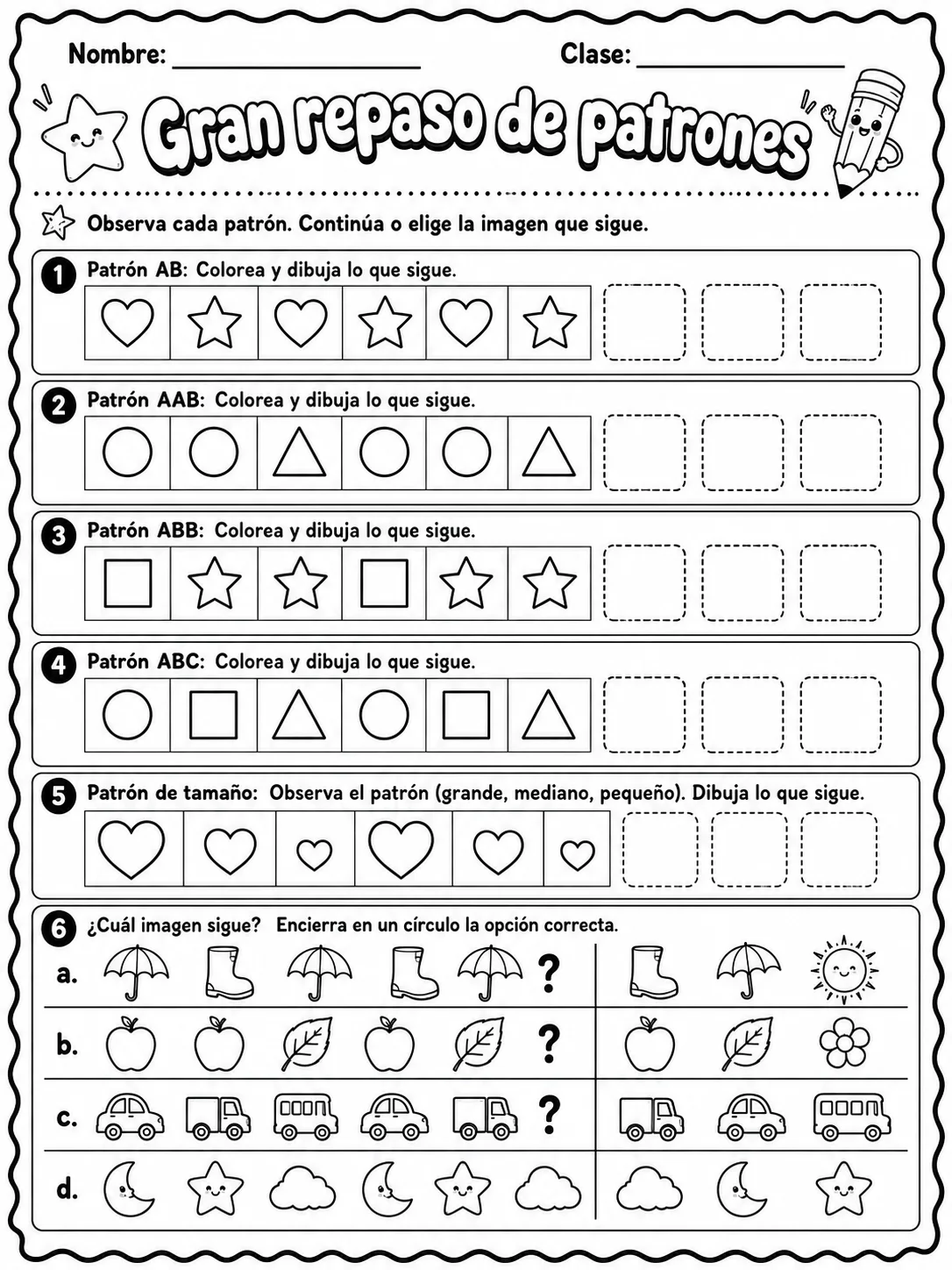 Kindergarten - patrones y secuencias - Paquete de fichas - Conjunto 2 página 10 vista previa imprimible