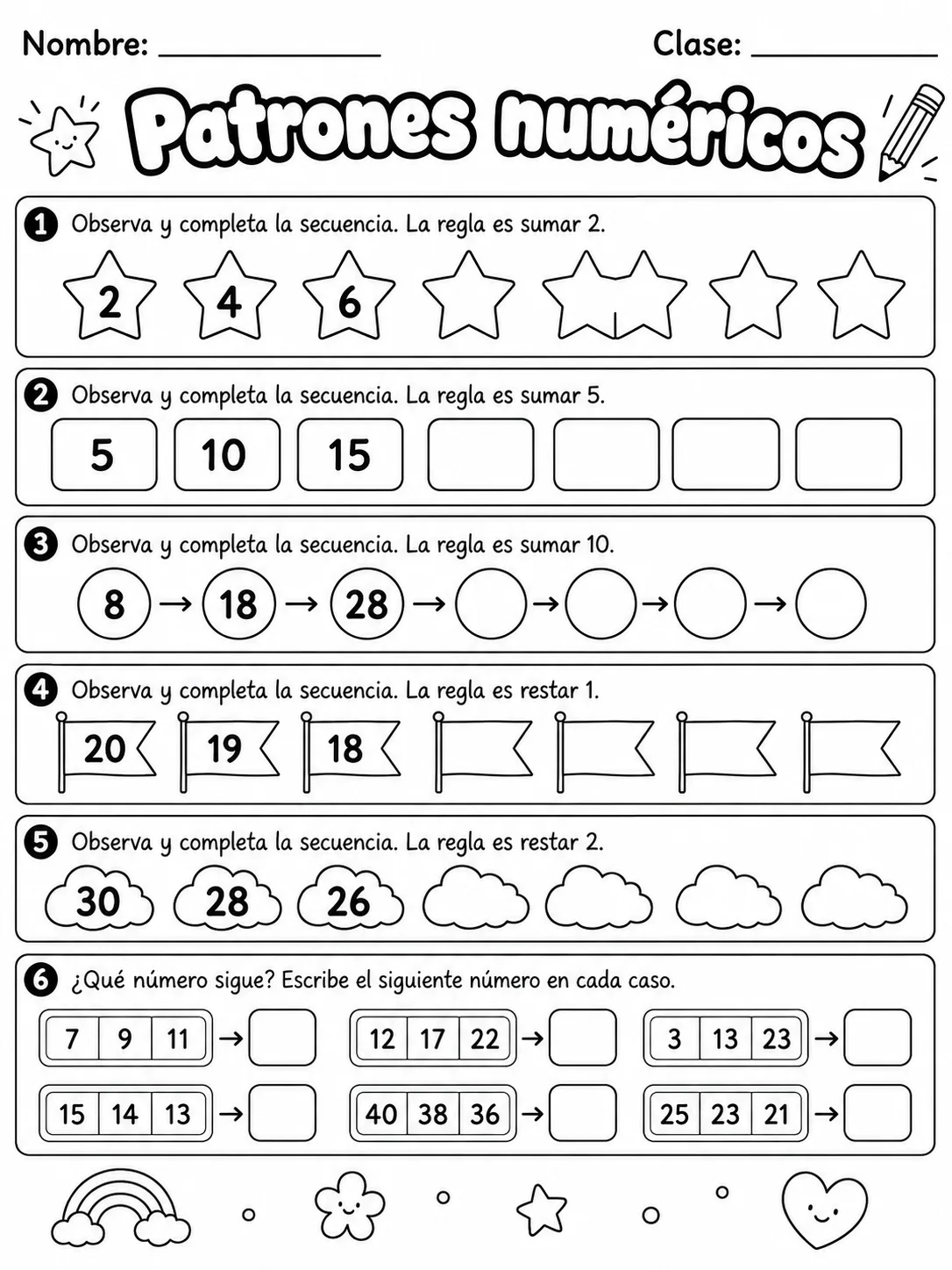 Kindergarten - patrones y secuencias - Paquete de fichas página 7 vista previa imprimible