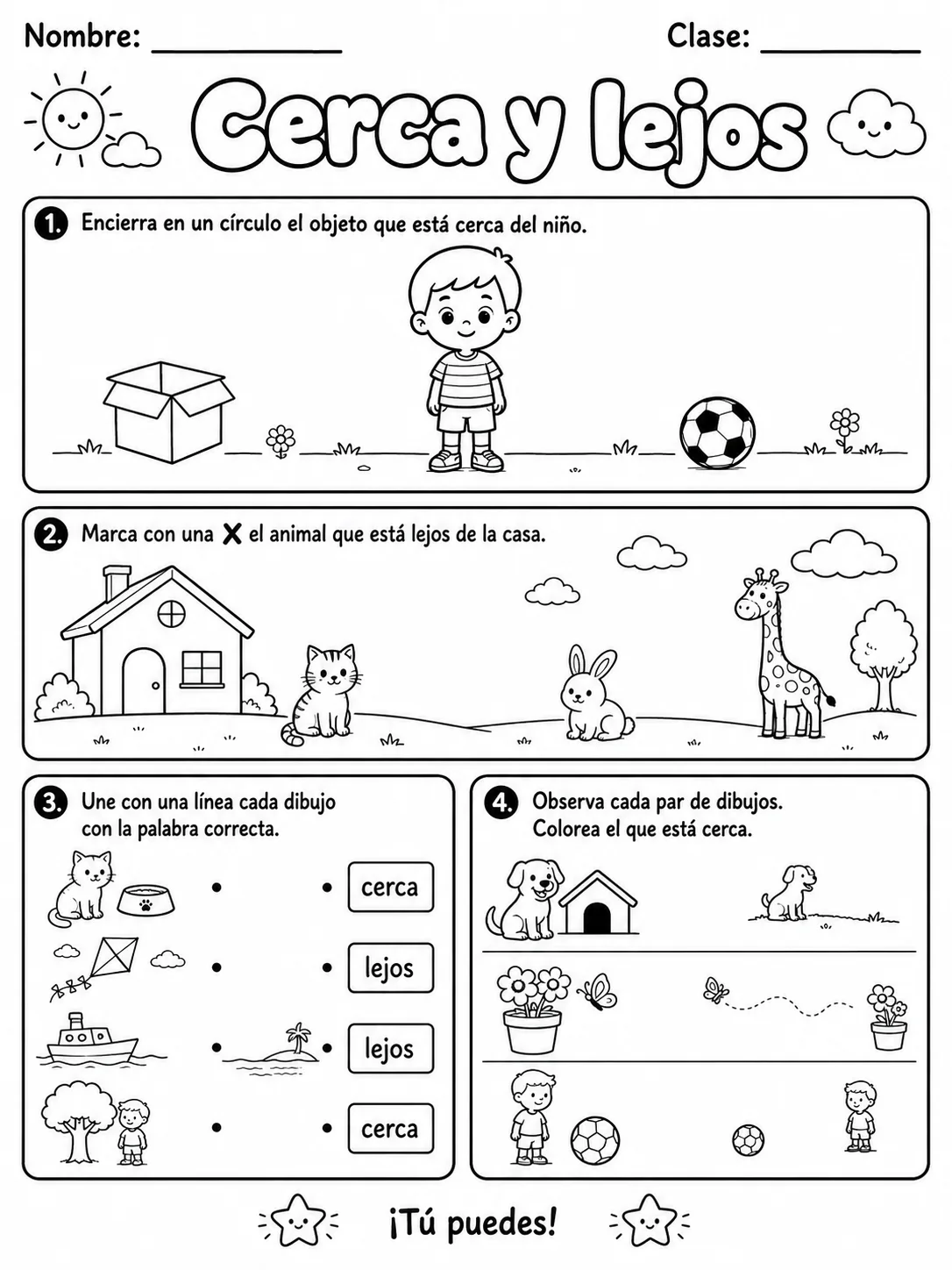 Kindergarten - posición espacial - Paquete de fichas página 4 vista previa imprimible
