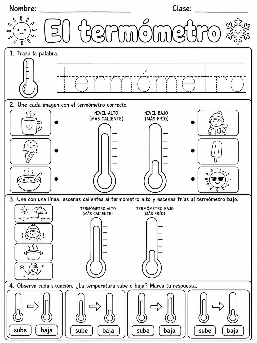 3.º grado - temperatura y medición - Paquete de fichas página 2 vista previa imprimible
