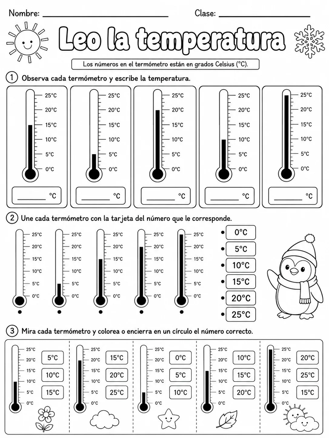 3.º grado - temperatura y medición - Paquete de fichas página 3 vista previa imprimible