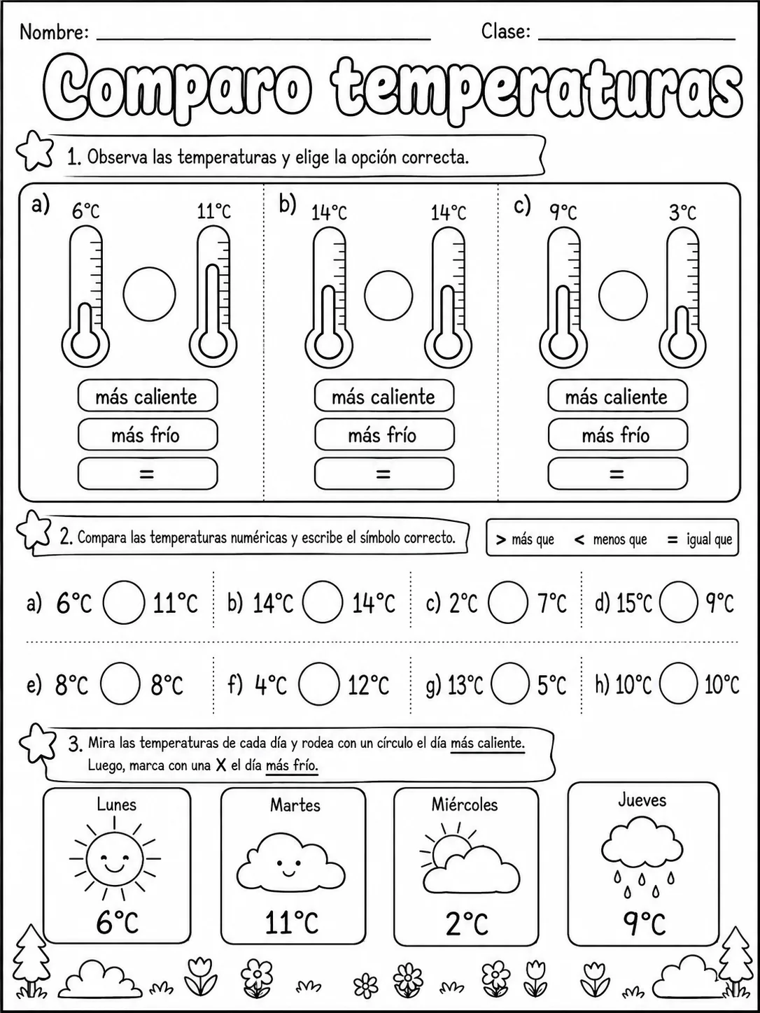 3.º grado - temperatura y medición - Paquete de fichas página 5 vista previa imprimible