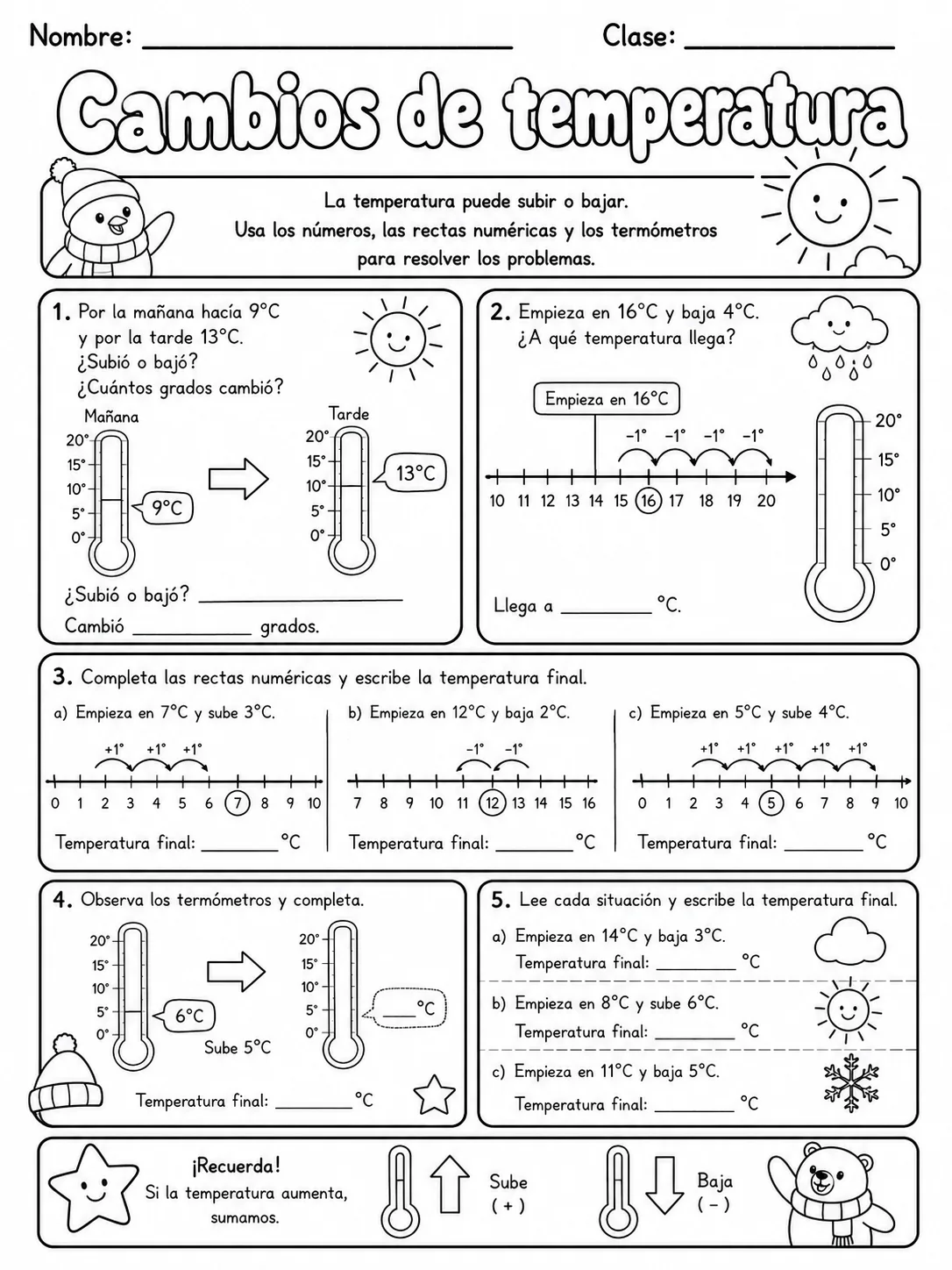 3.º grado - temperatura y medición - Paquete de fichas página 8 vista previa imprimible